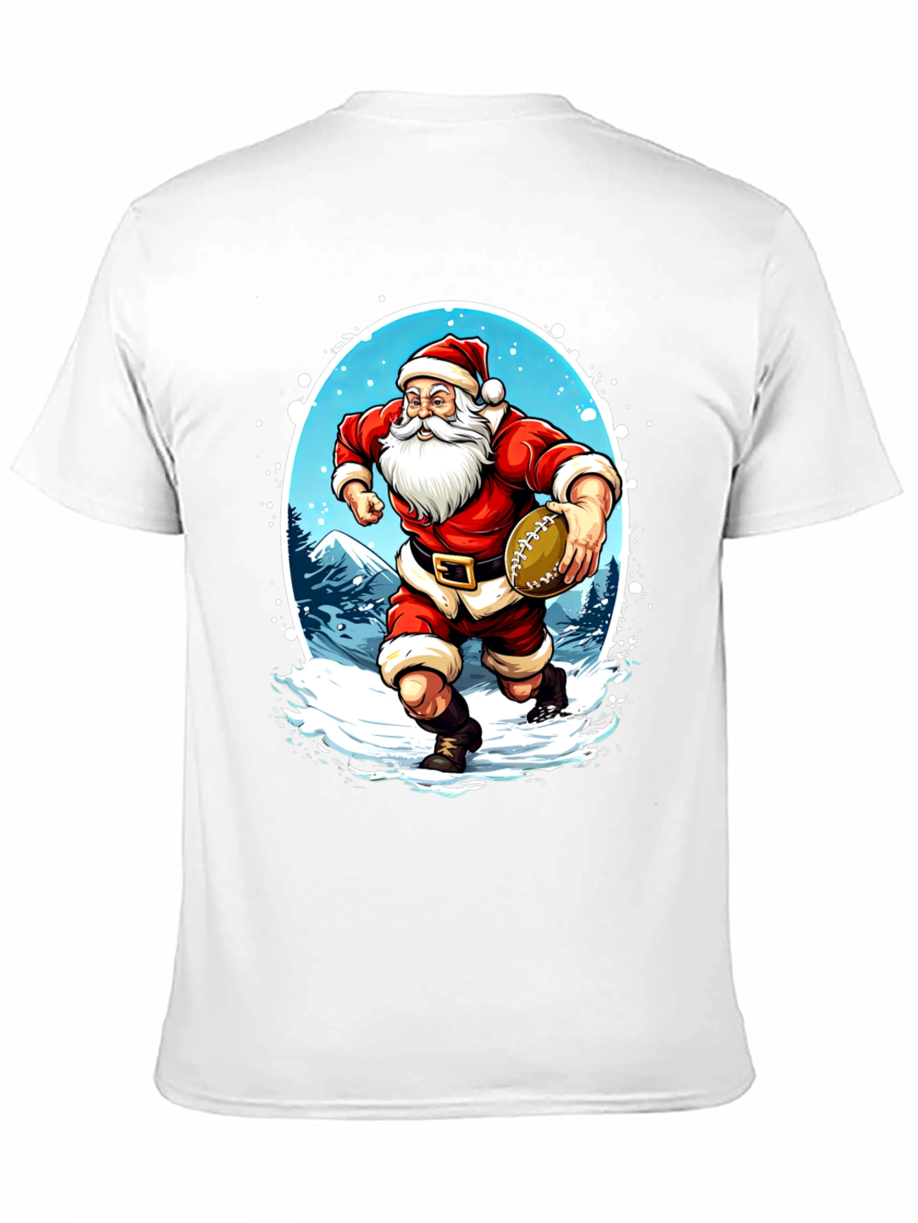 Santa Football T-Shirt Holiday Sports Tee