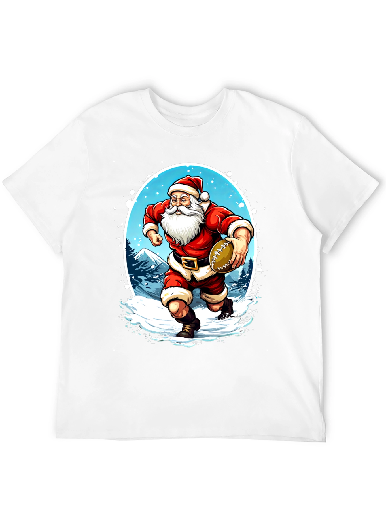 Santa Football T-Shirt Holiday Sports Tee
