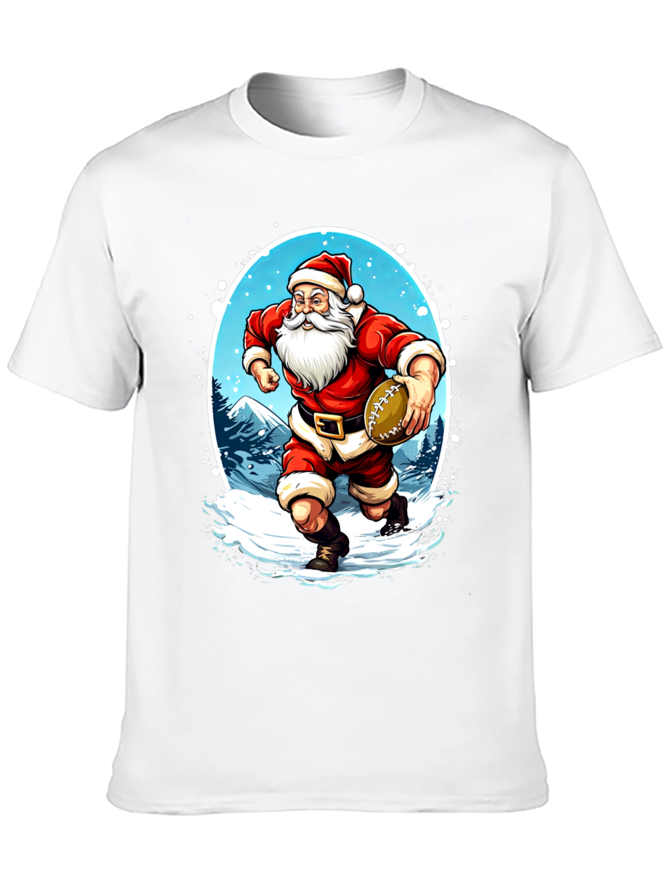 Santa Football T-Shirt Holiday Sports Tee