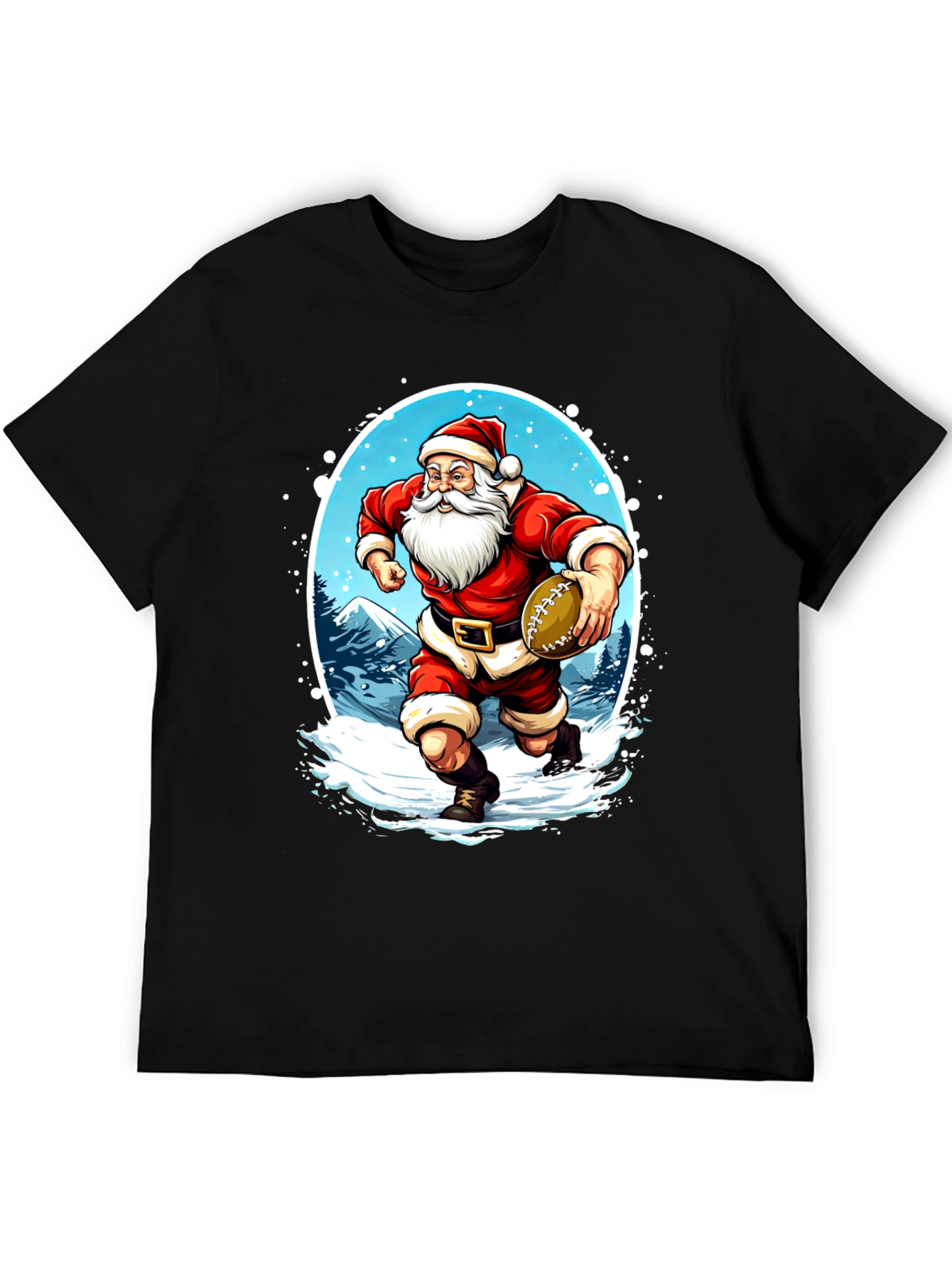 Santa Football T-Shirt Holiday Sports Tee