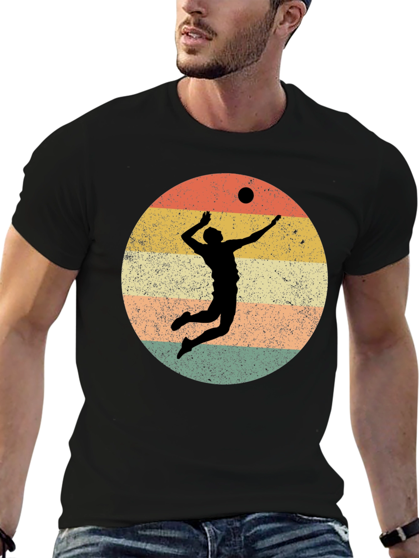 Volleyball Retro Graphic Tee - Black T-Shirt