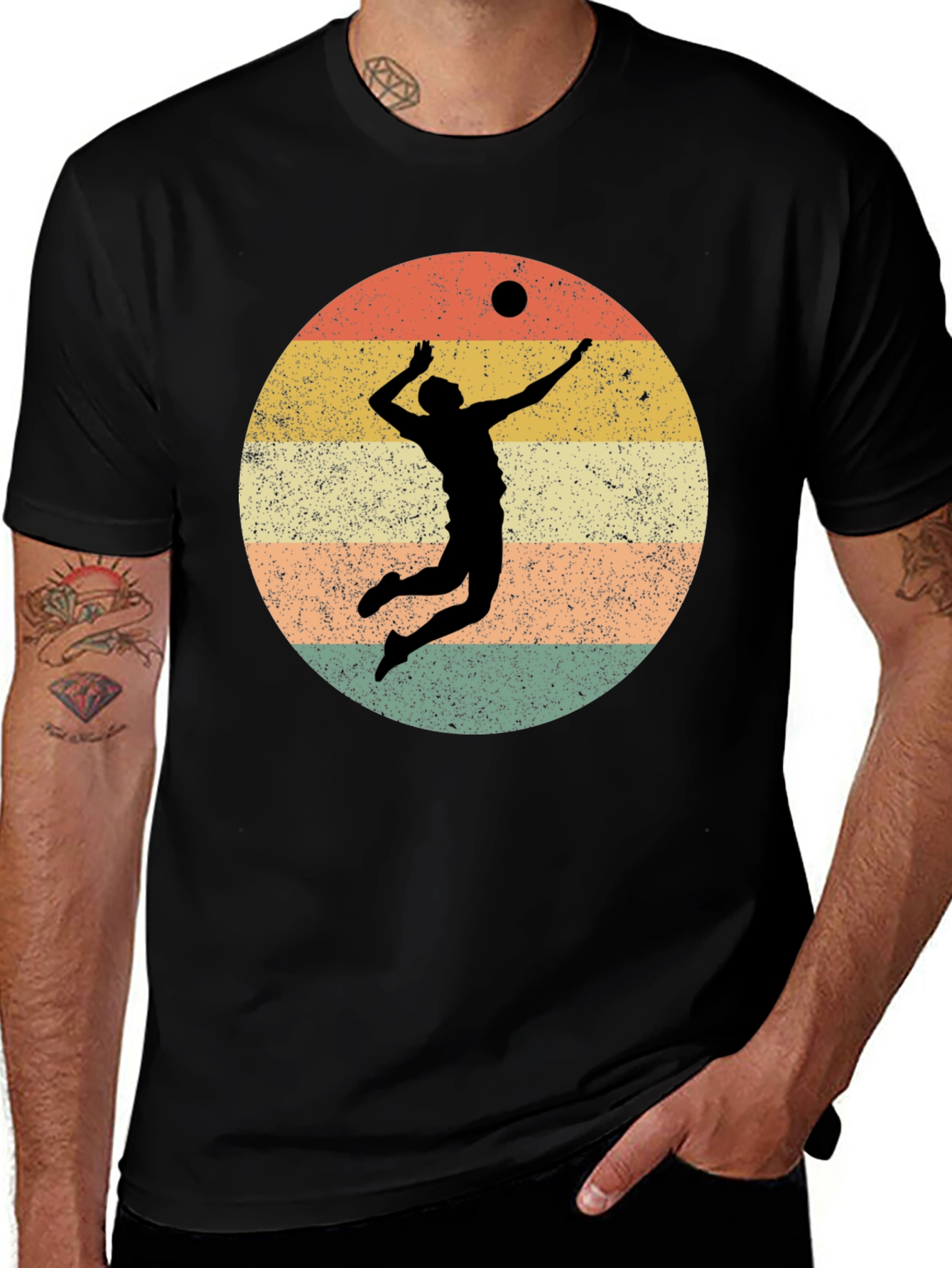 Volleyball Retro Graphic Tee - Black T-Shirt