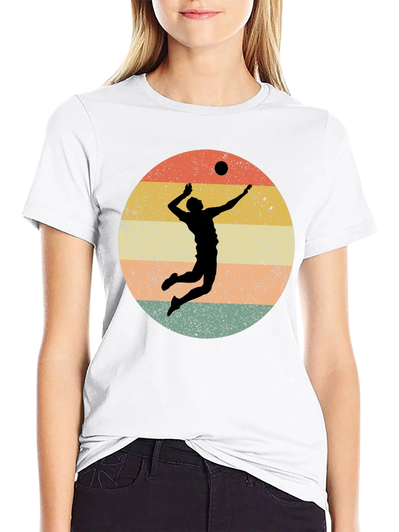 Volleyball Retro Graphic Tee - Black T-Shirt