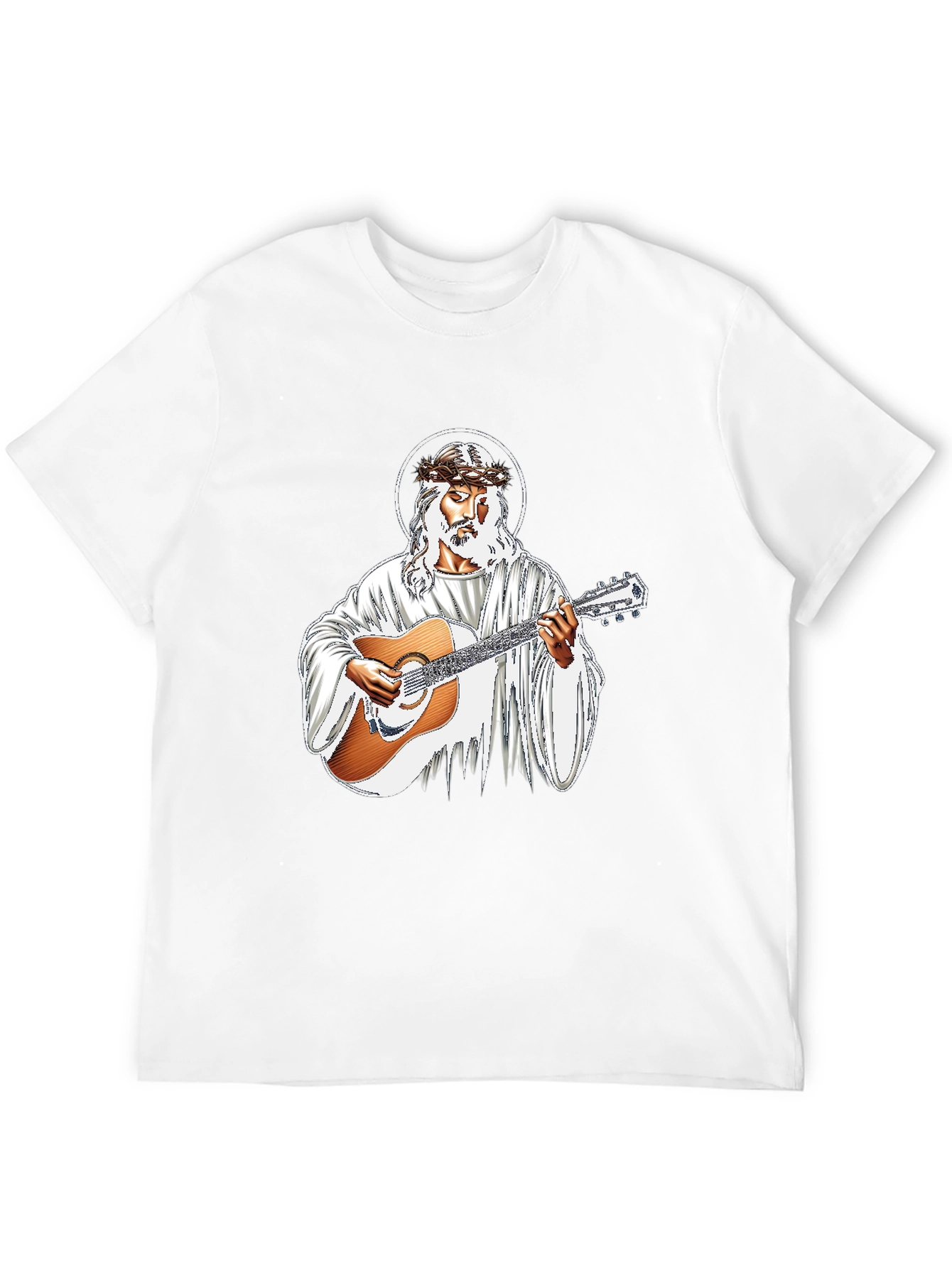 Jesus Christ Guitarist Graphic Black T-Shirt
