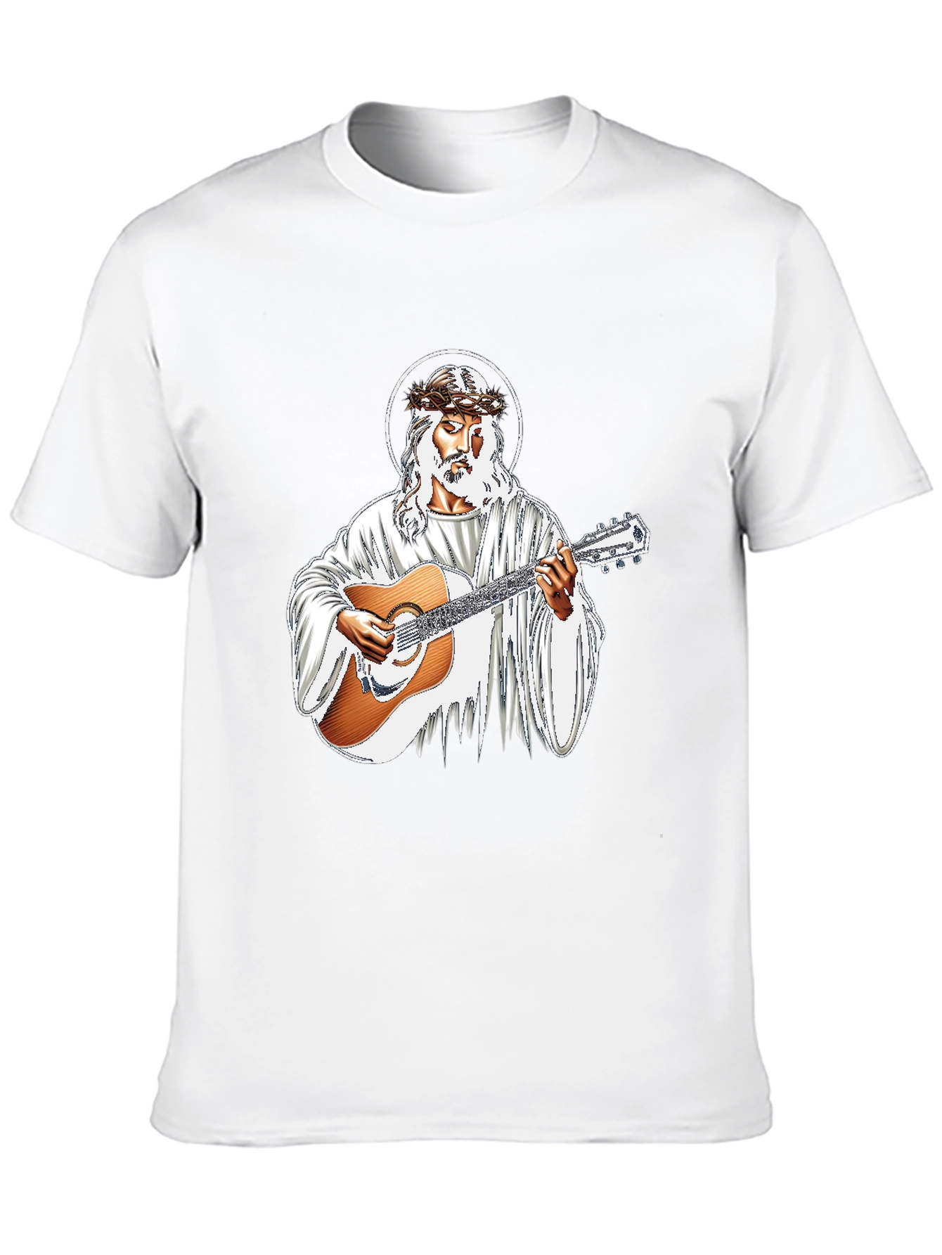 Jesus Christ Guitarist Graphic Black T-Shirt
