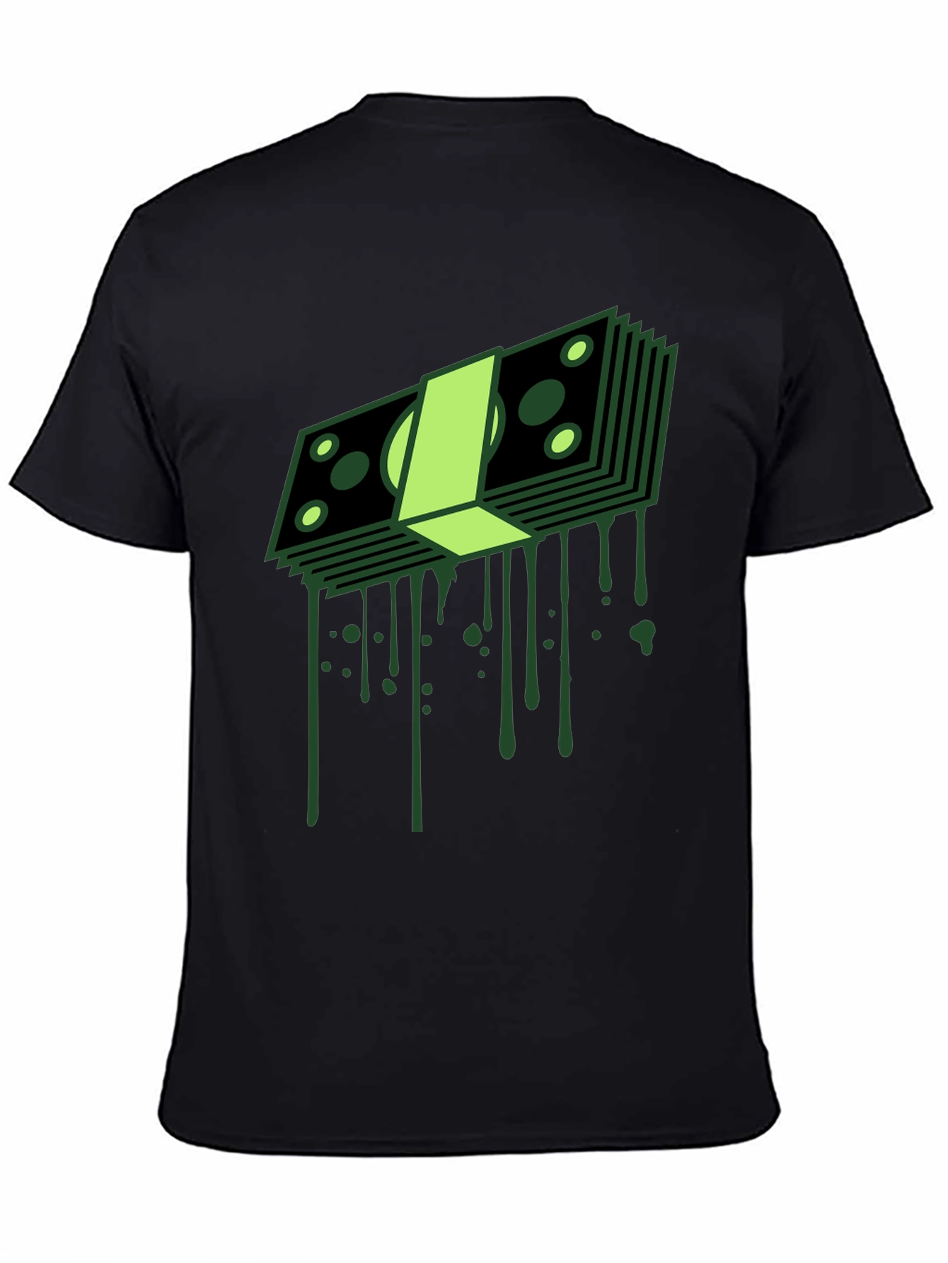 Dripping Money Graphic Tee - Black Cotton Blend