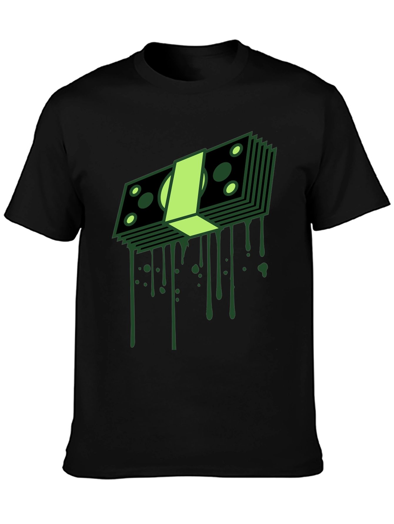 Dripping Money Graphic Tee - Black Cotton Blend