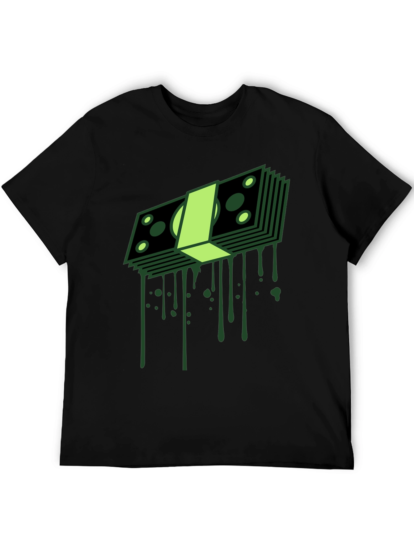Dripping Money Graphic Tee - Black Cotton Blend