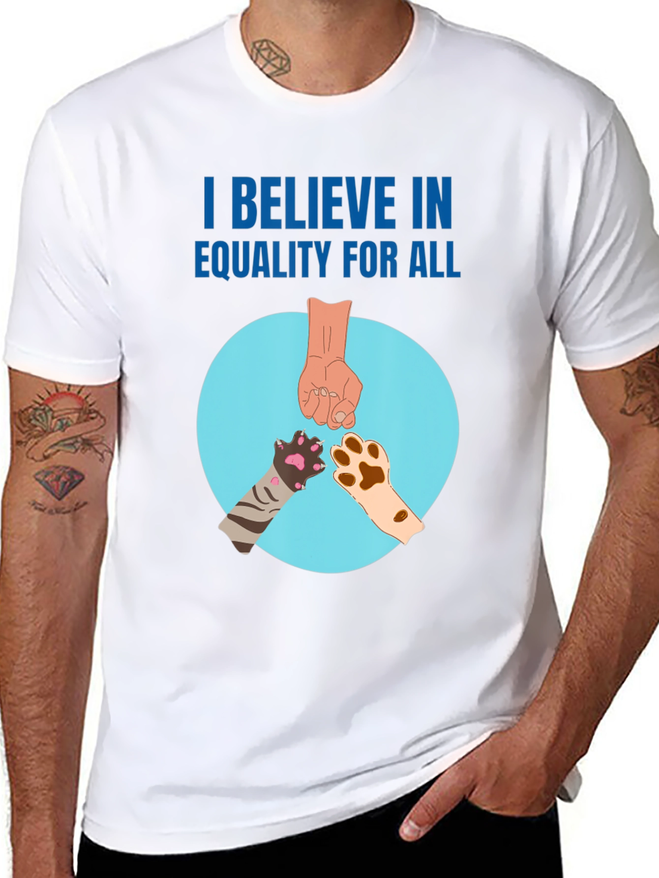 Equality for All T-Shirt with Animal Paws