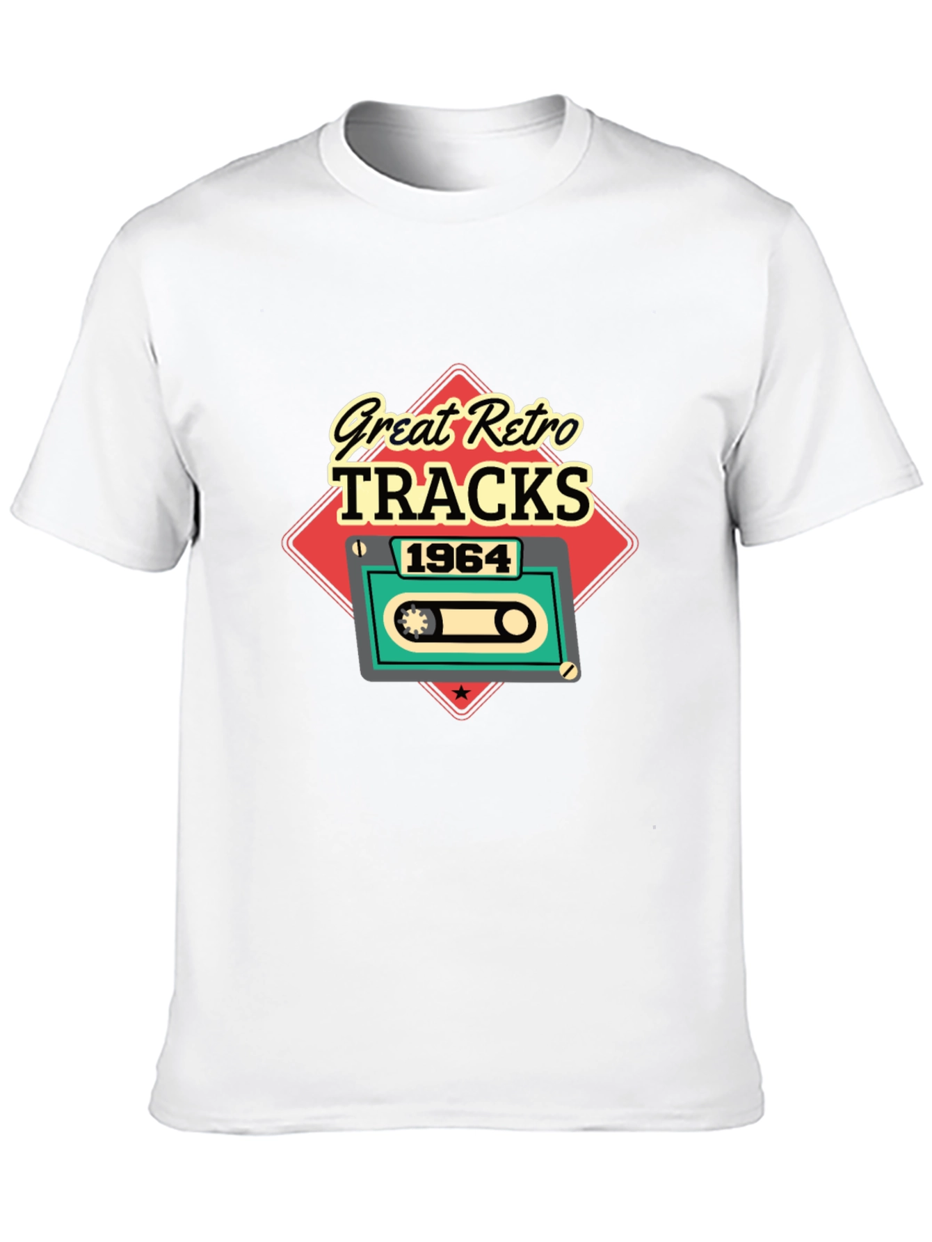 Great Retro Tracks 1964 Cassette Tape Graphic T-Shirt