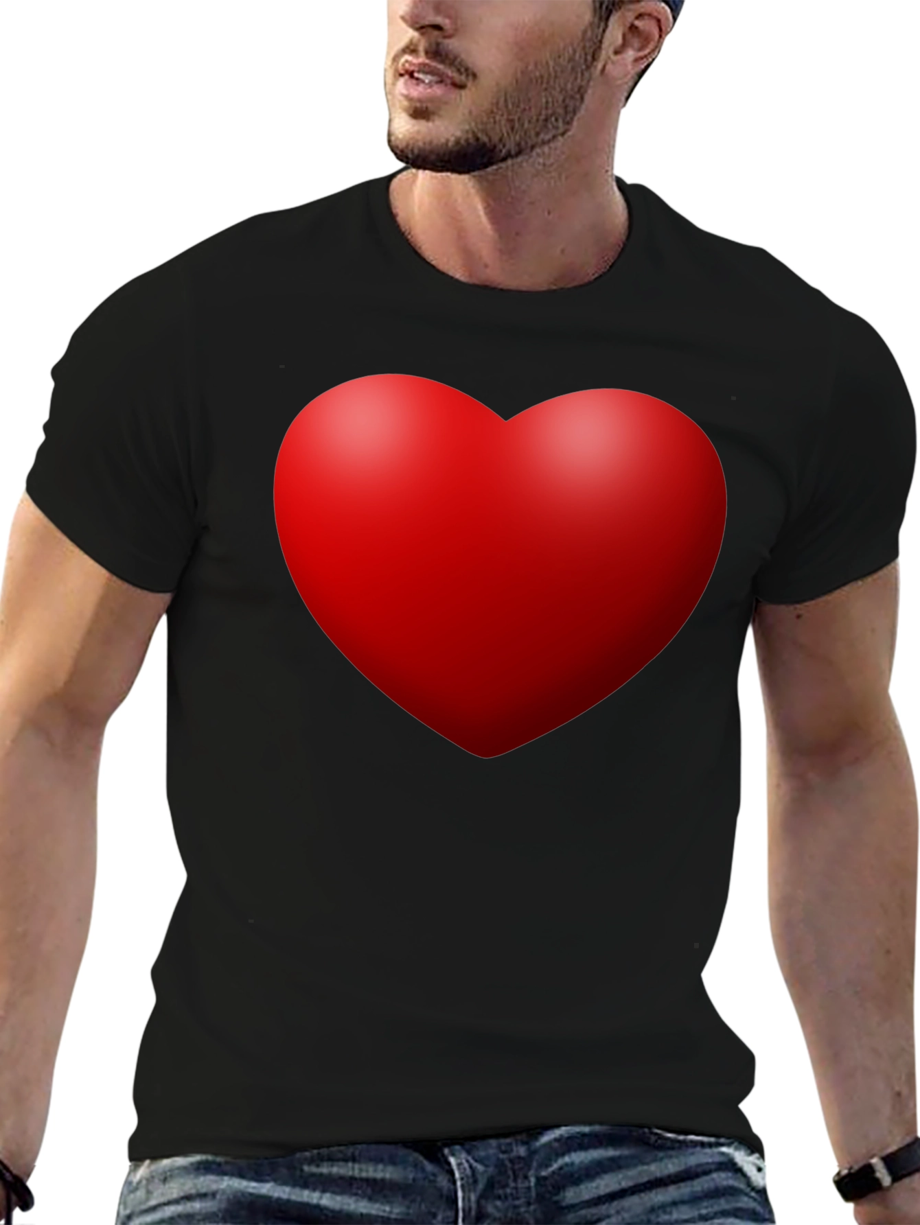 Heart Graphic Black T-Shirt - Stylish Casual Wear