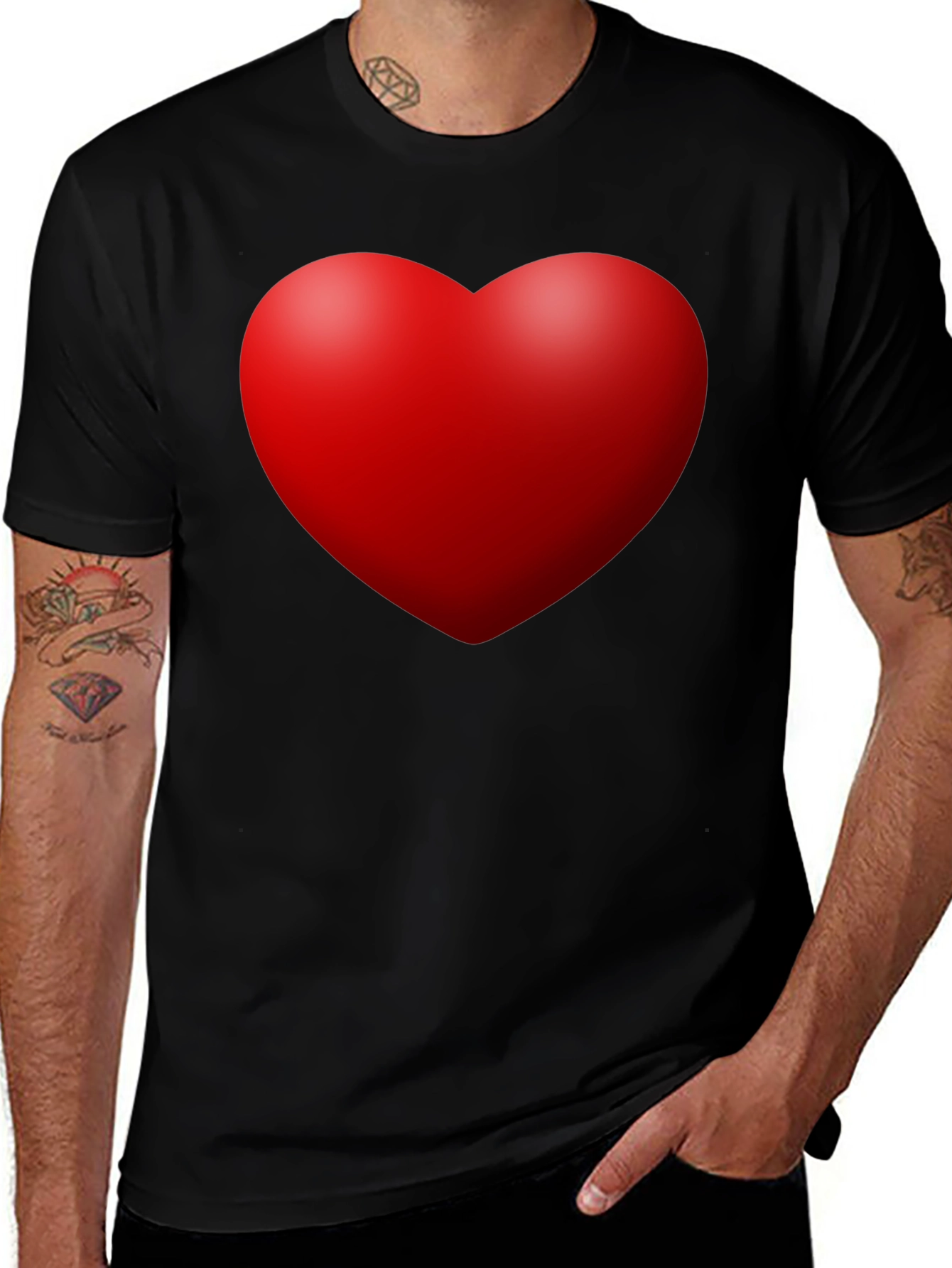 Heart Graphic Black T-Shirt - Stylish Casual Wear