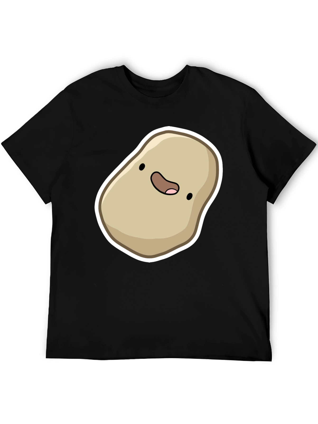 Cute Potato Cartoon Graphic Black T-Shirt