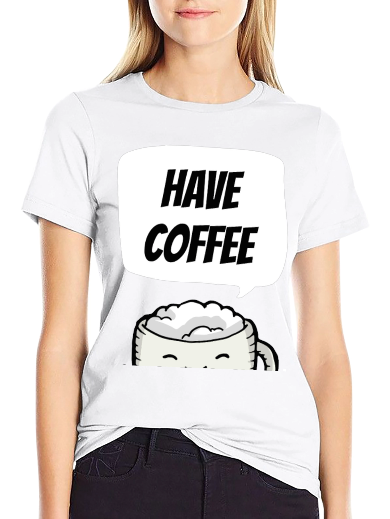 Have Coffee Graphic Tee - Black Crew Neck T-Shirt