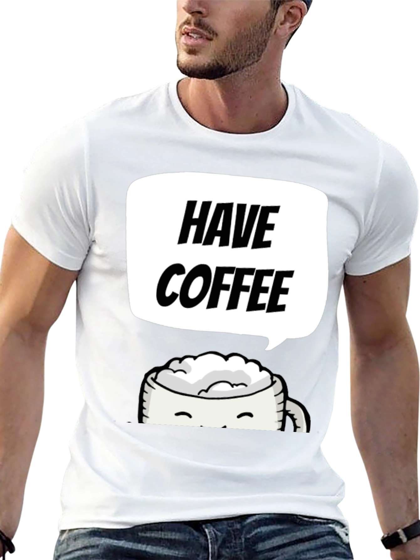Have Coffee Graphic Tee - Black Crew Neck T-Shirt