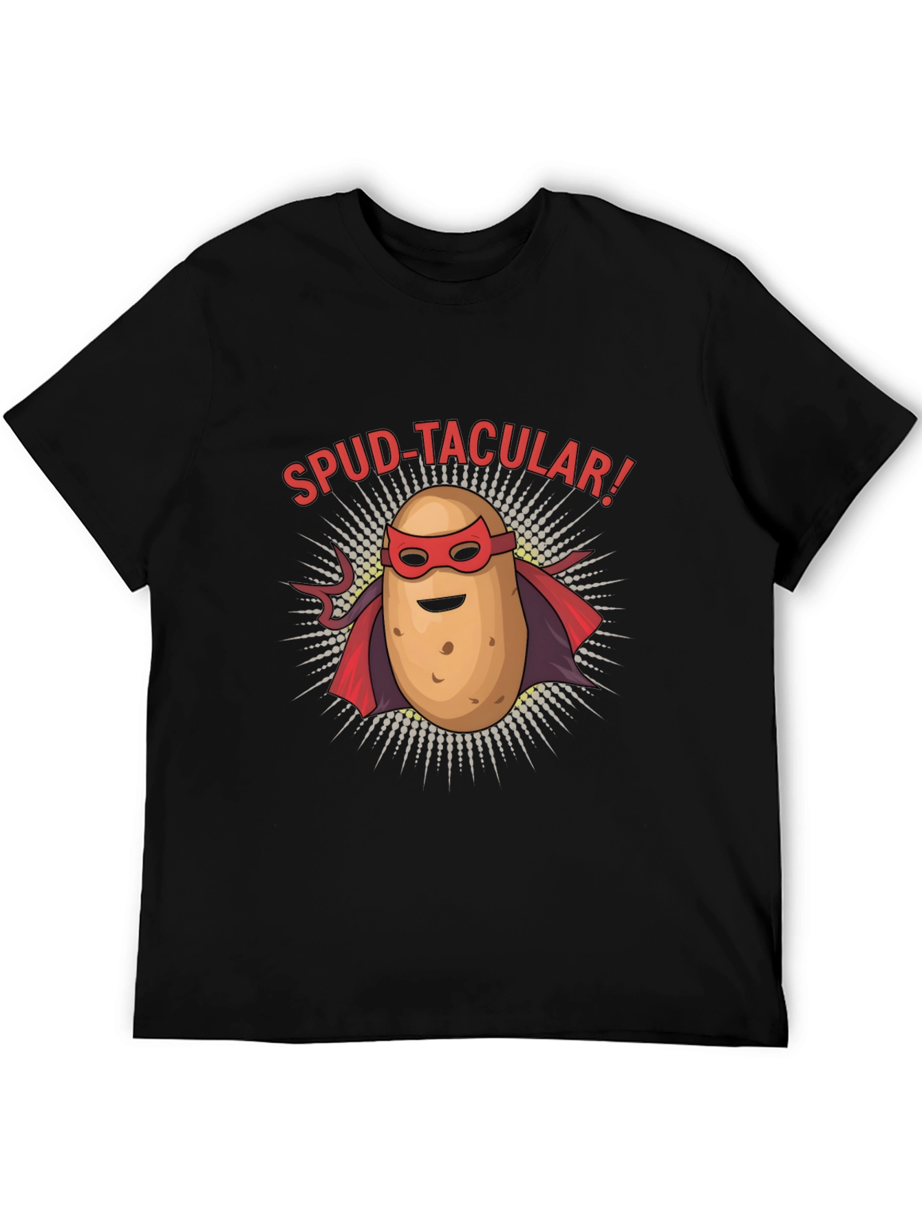 Spud-tacular Potato Superhero Black T-Shirt
