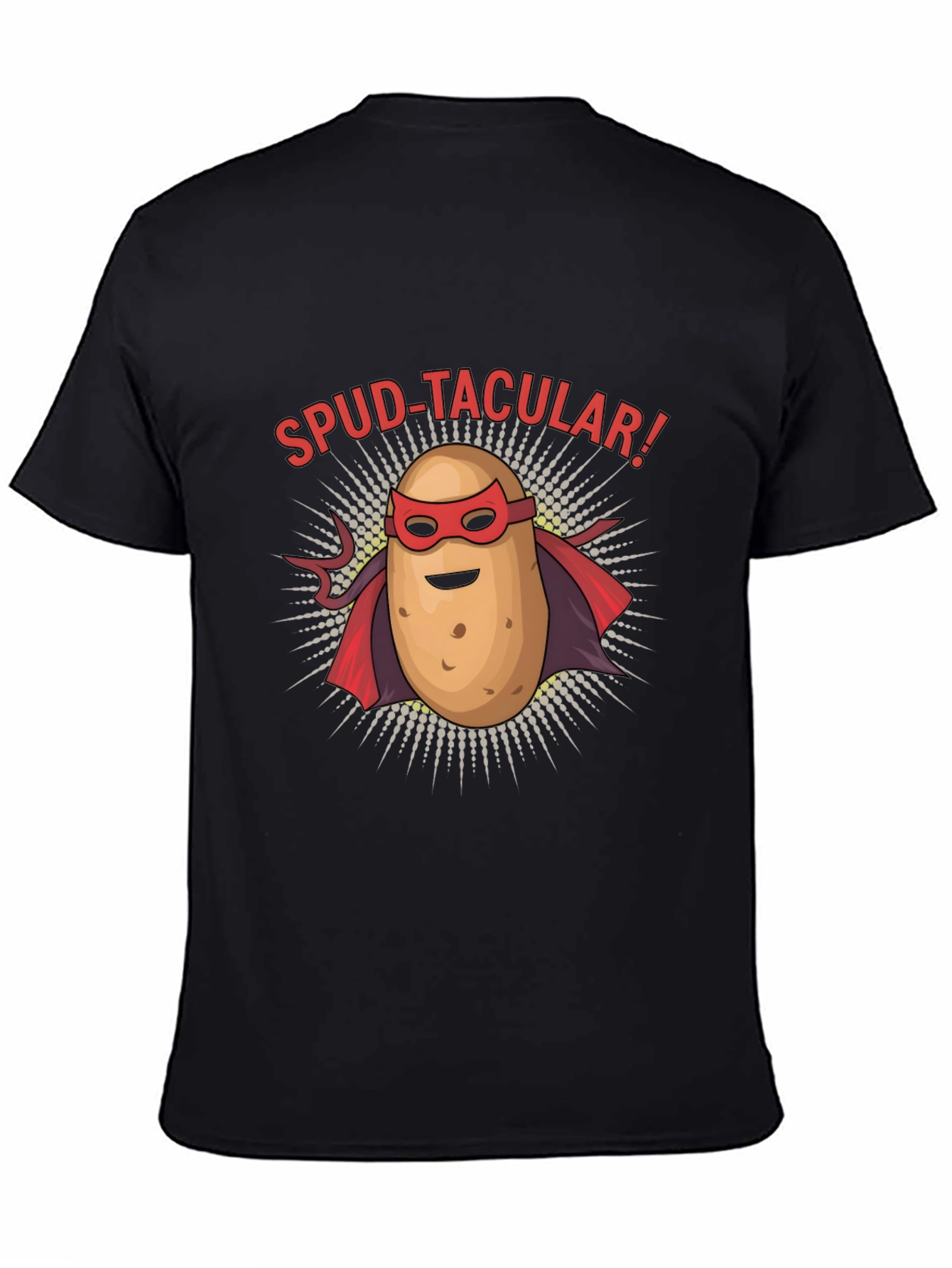 Spud-tacular Potato Superhero Black T-Shirt