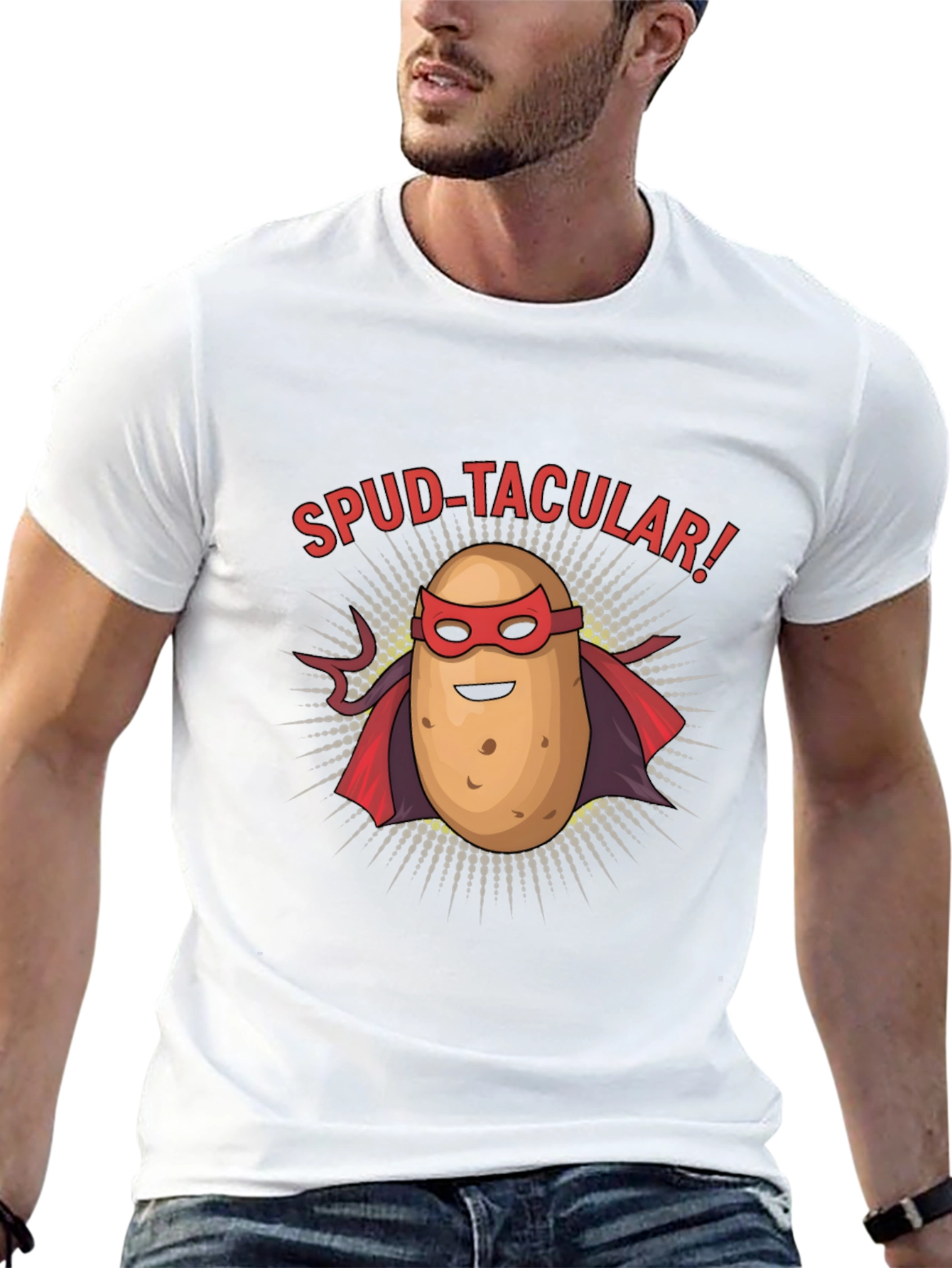 Spud-tacular Potato Superhero Black T-Shirt
