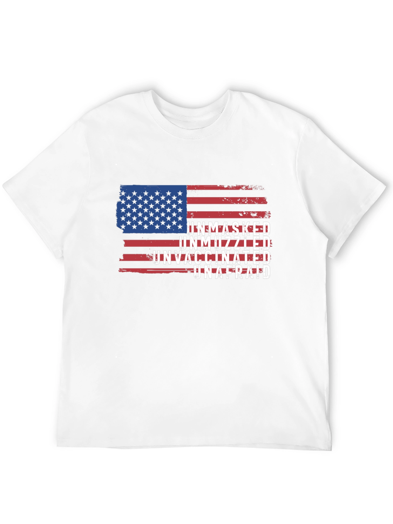 Unmasked Unvaccinated Unafraid American Flag T-Shirt