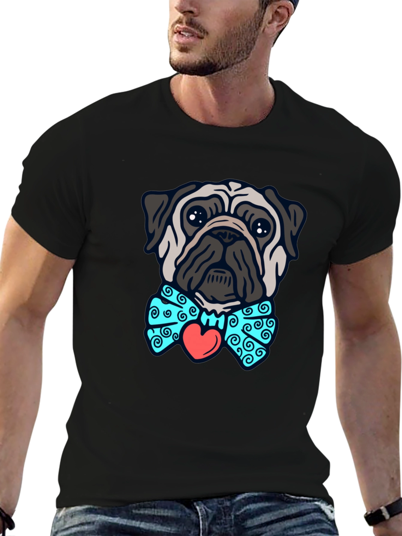 Pug with Bow Tie Graphic Tee