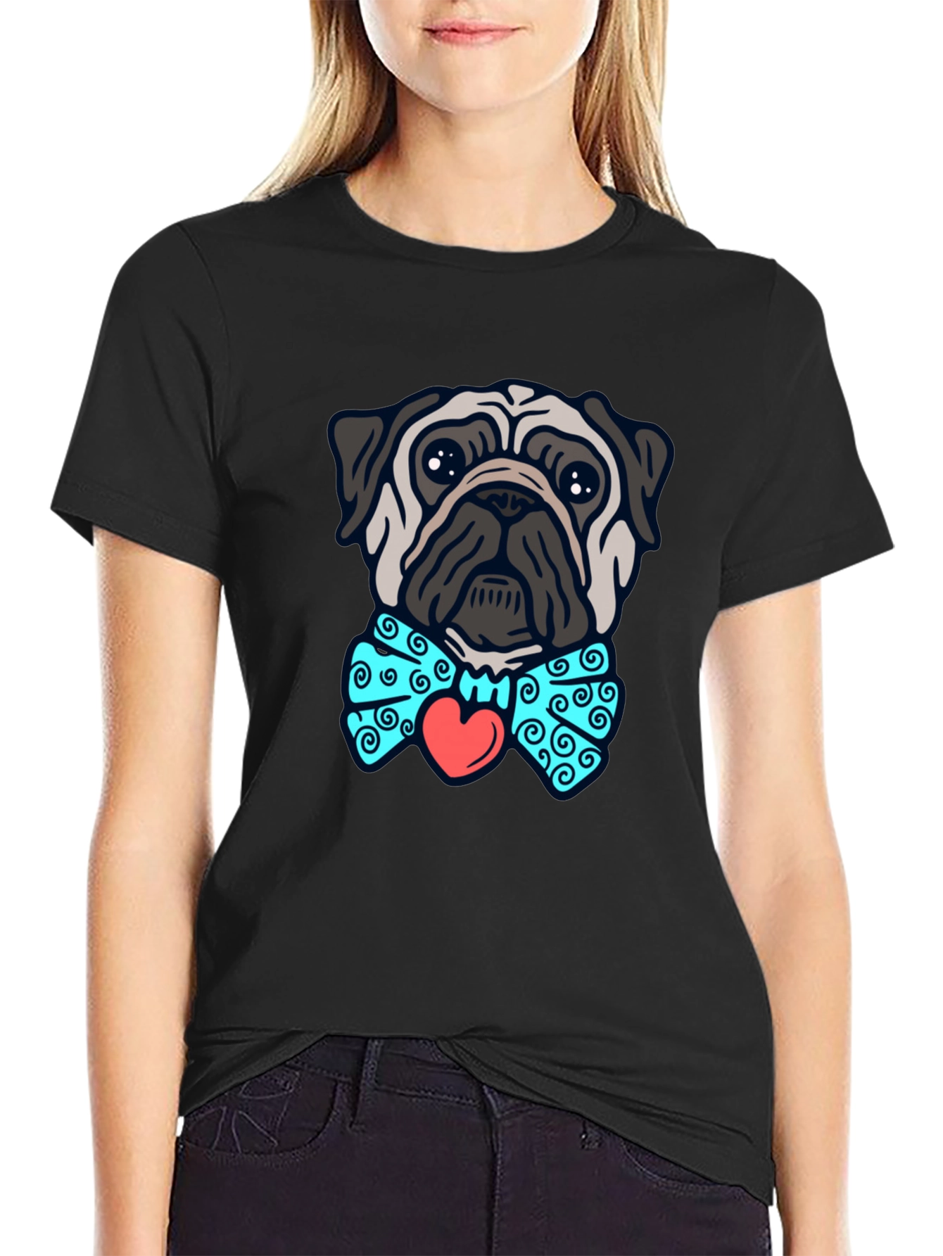 Pug with Bow Tie Graphic Tee