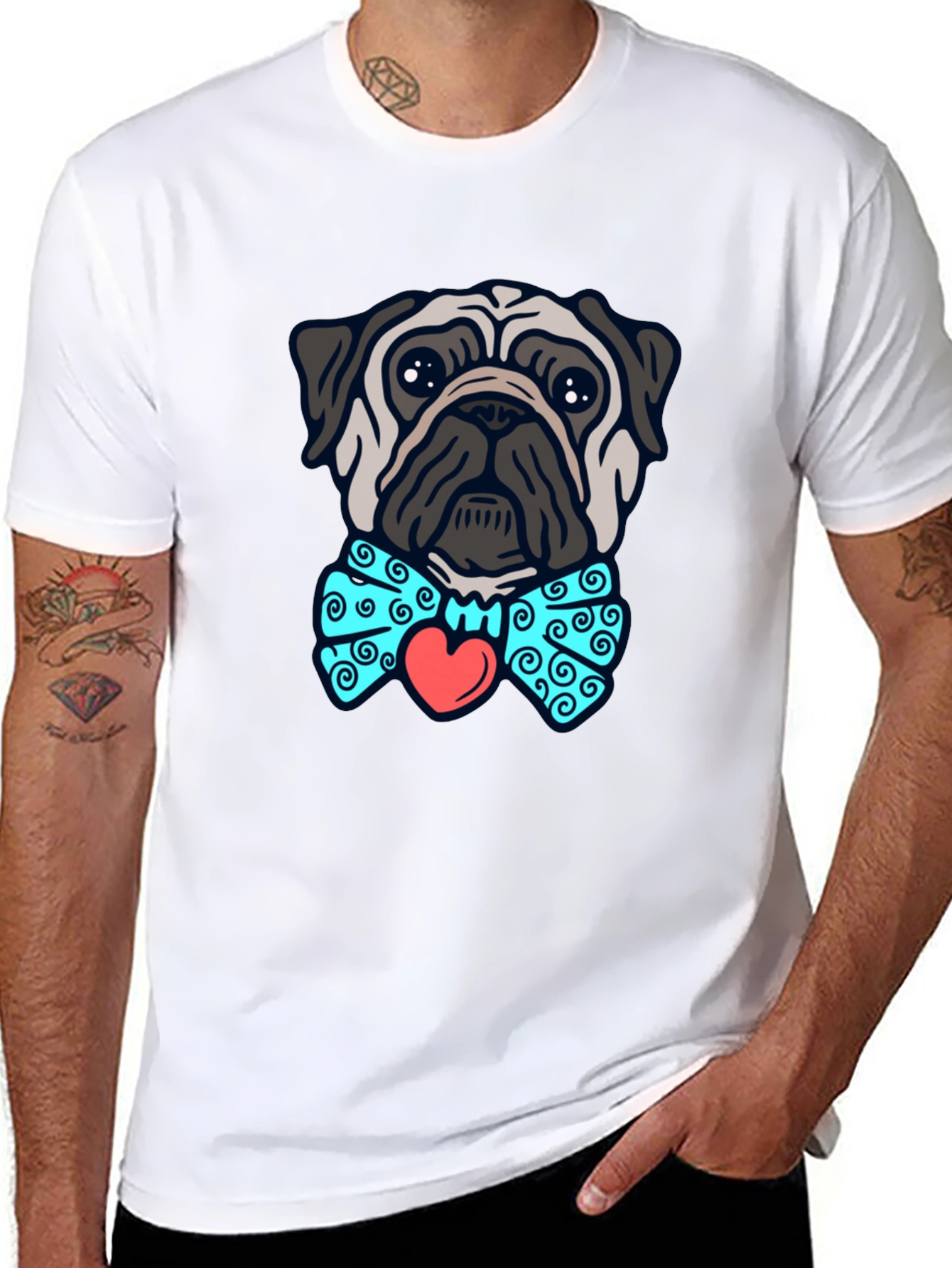 Pug with Bow Tie Graphic Tee