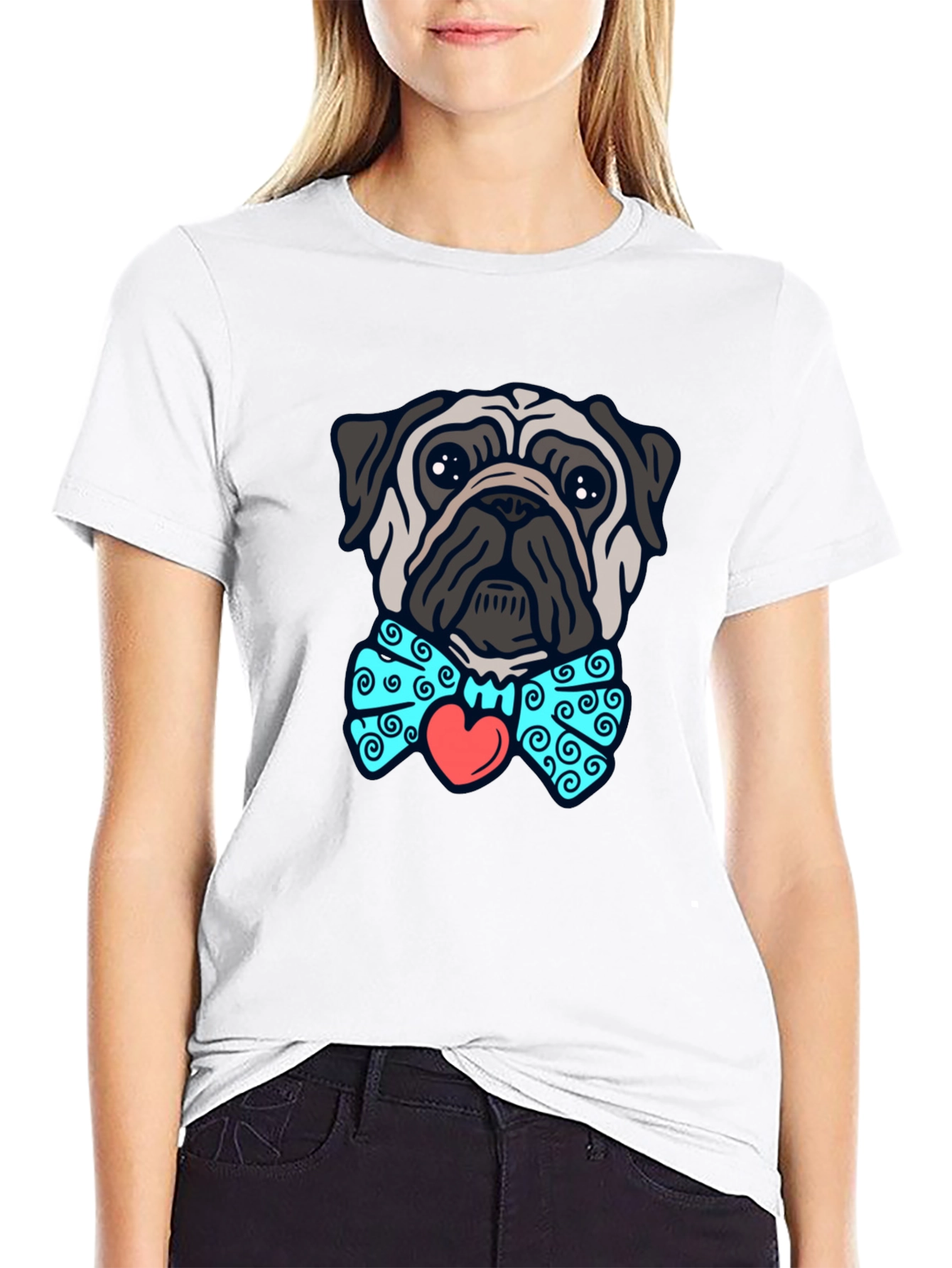 Pug with Bow Tie Graphic Tee