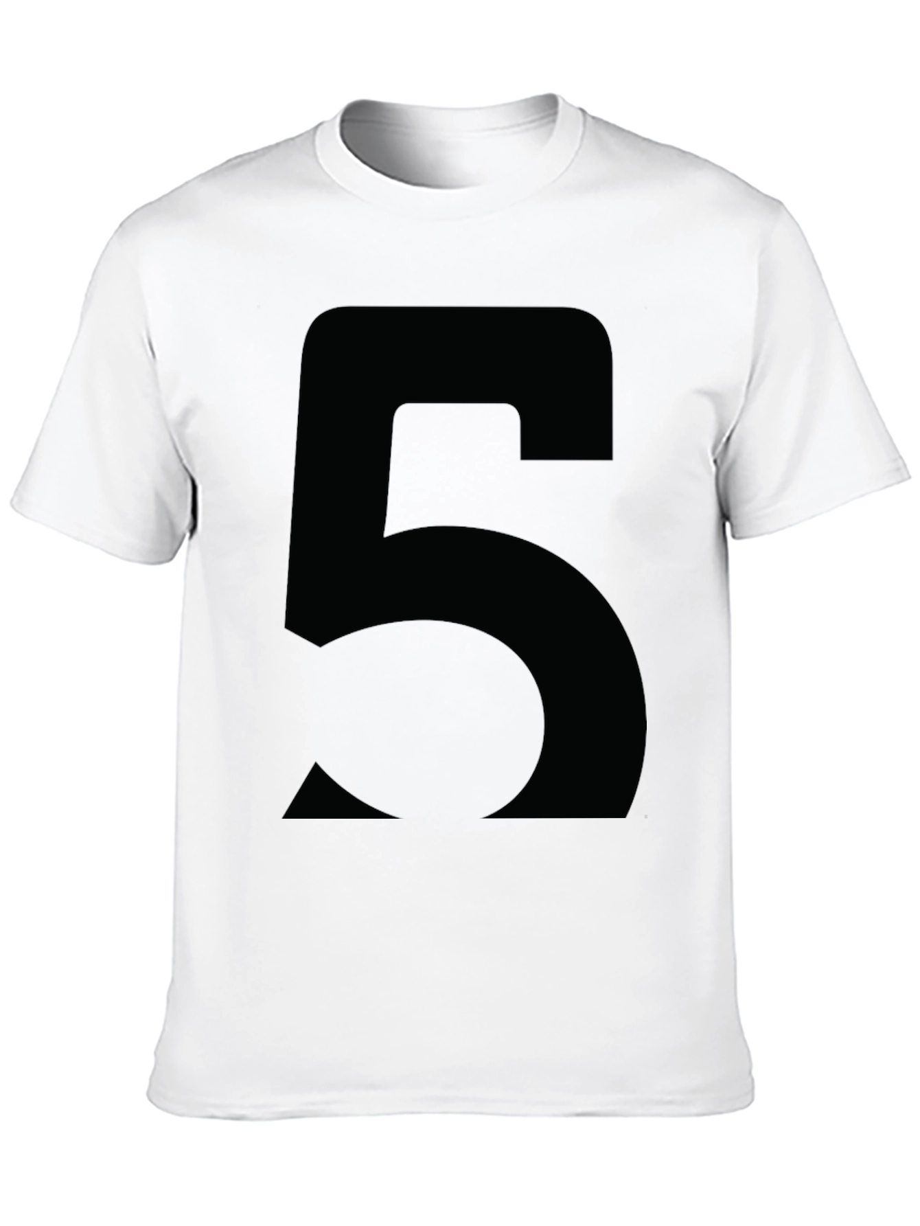 Bold Number 5 Graphic Tee - Classic Black Cotton