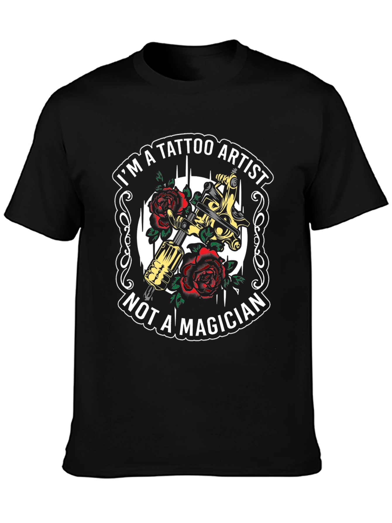 Tattoo Artist T-Shirt - Tattoo Machine & Roses