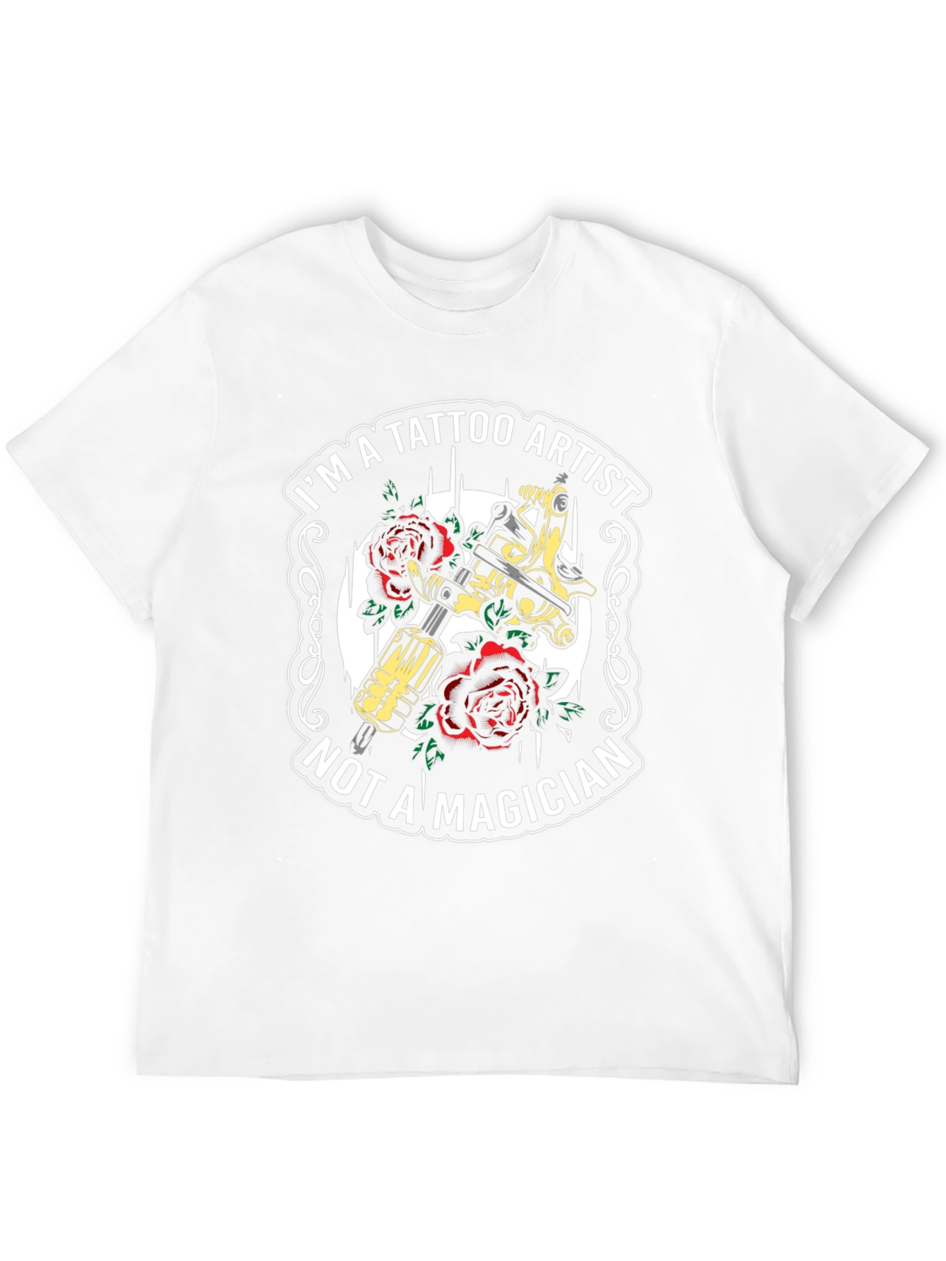 Tattoo Artist T-Shirt - Tattoo Machine & Roses