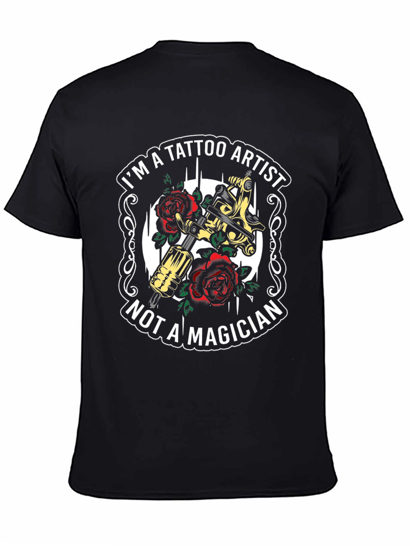 Tattoo Artist T-Shirt - Tattoo Machine & Roses