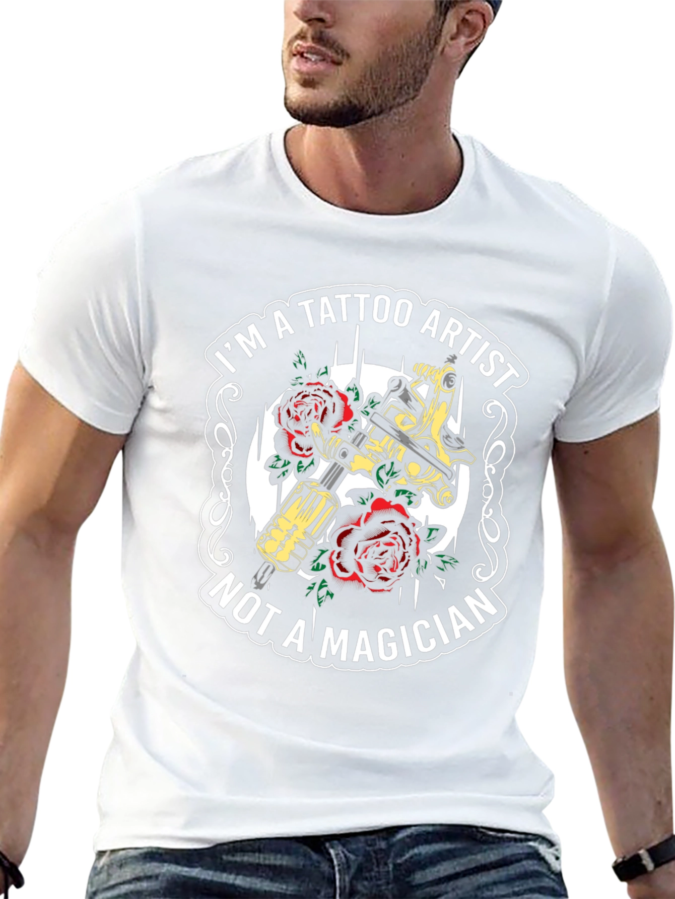 Tattoo Artist T-Shirt - Tattoo Machine & Roses