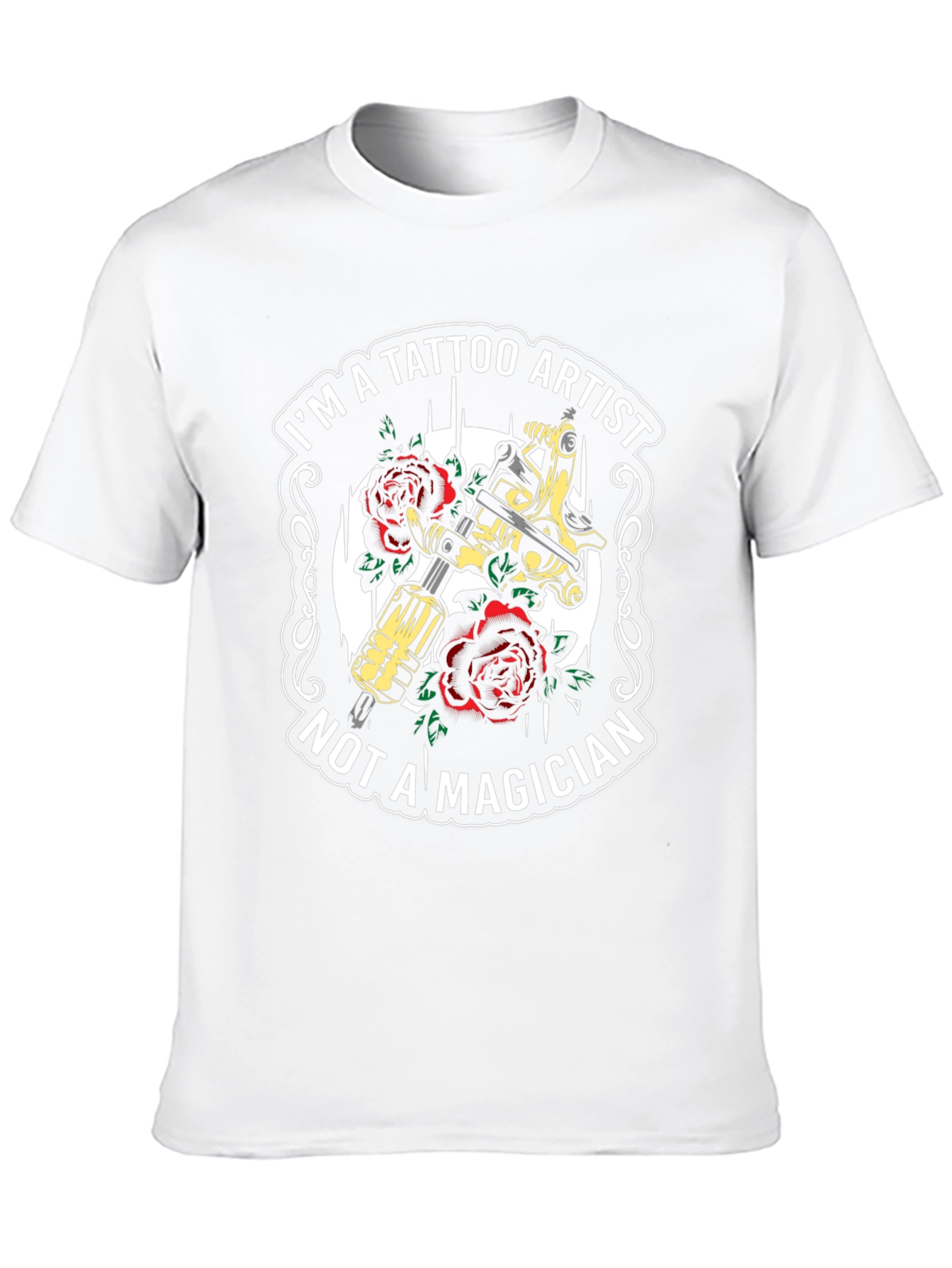 Tattoo Artist T-Shirt - Tattoo Machine & Roses