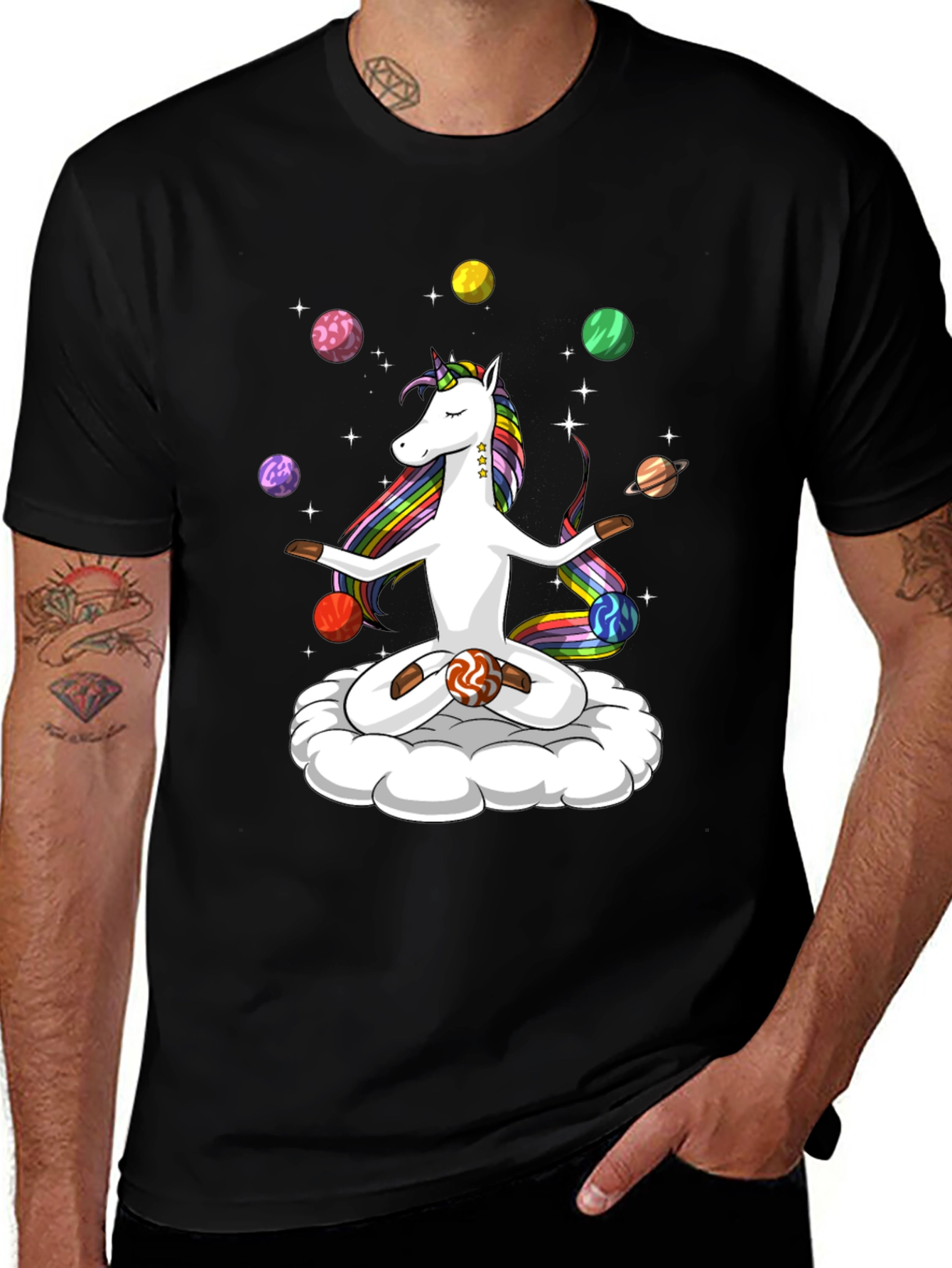 Unicorn Yoga Planet Juggling T-Shirt