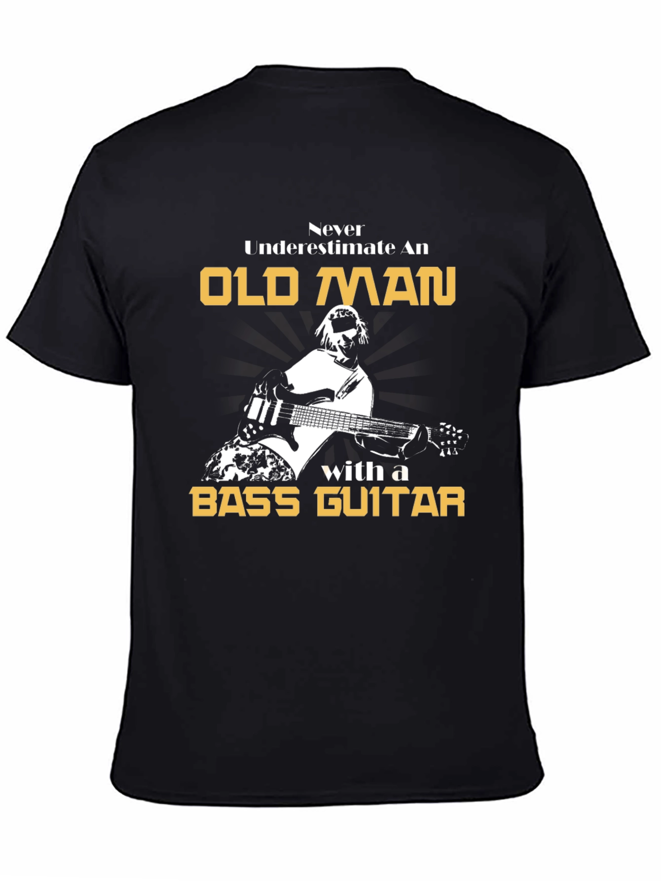 Old Man Bass Guitar Graphic T-Shirt