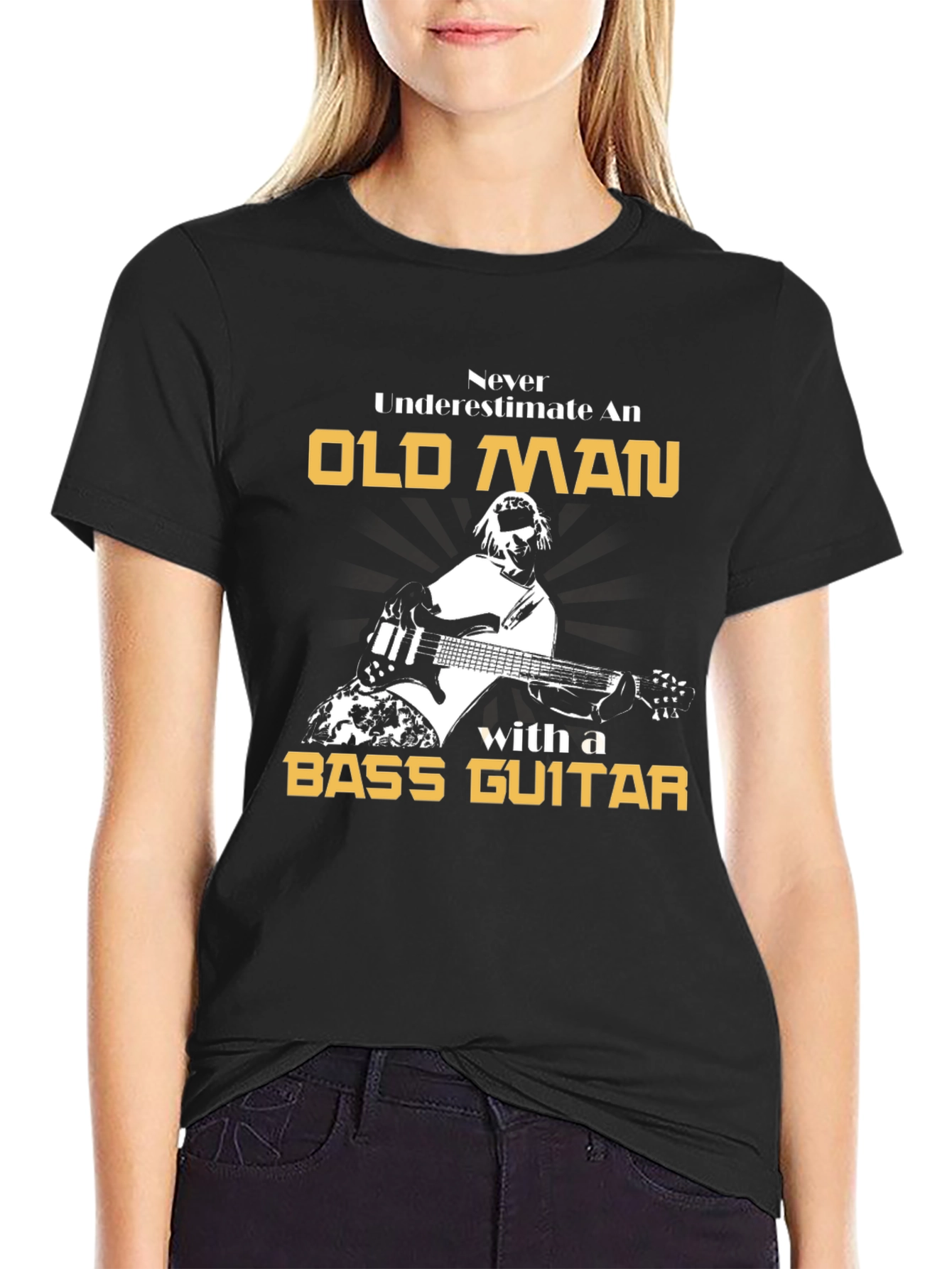 Old Man Bass Guitar Graphic T-Shirt