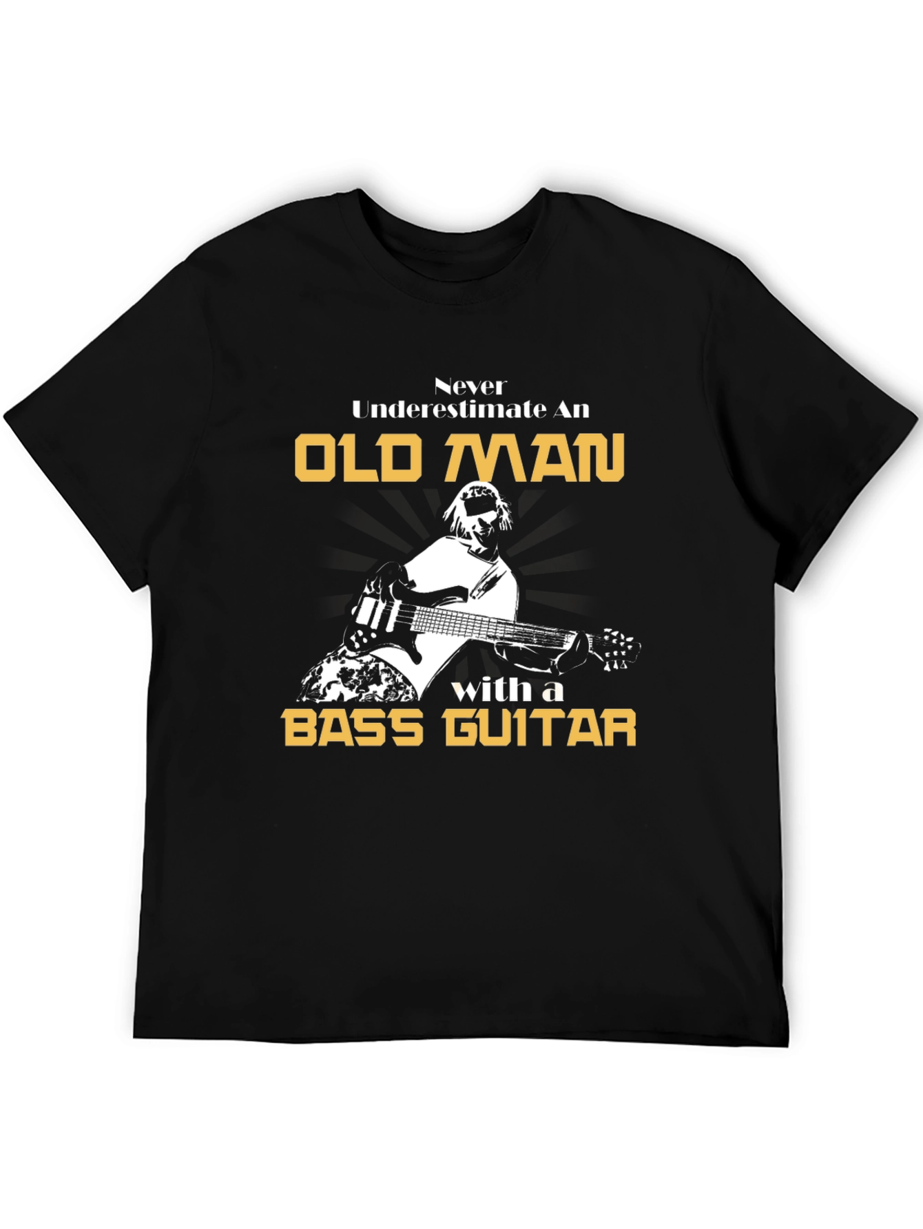 Old Man Bass Guitar Graphic T-Shirt