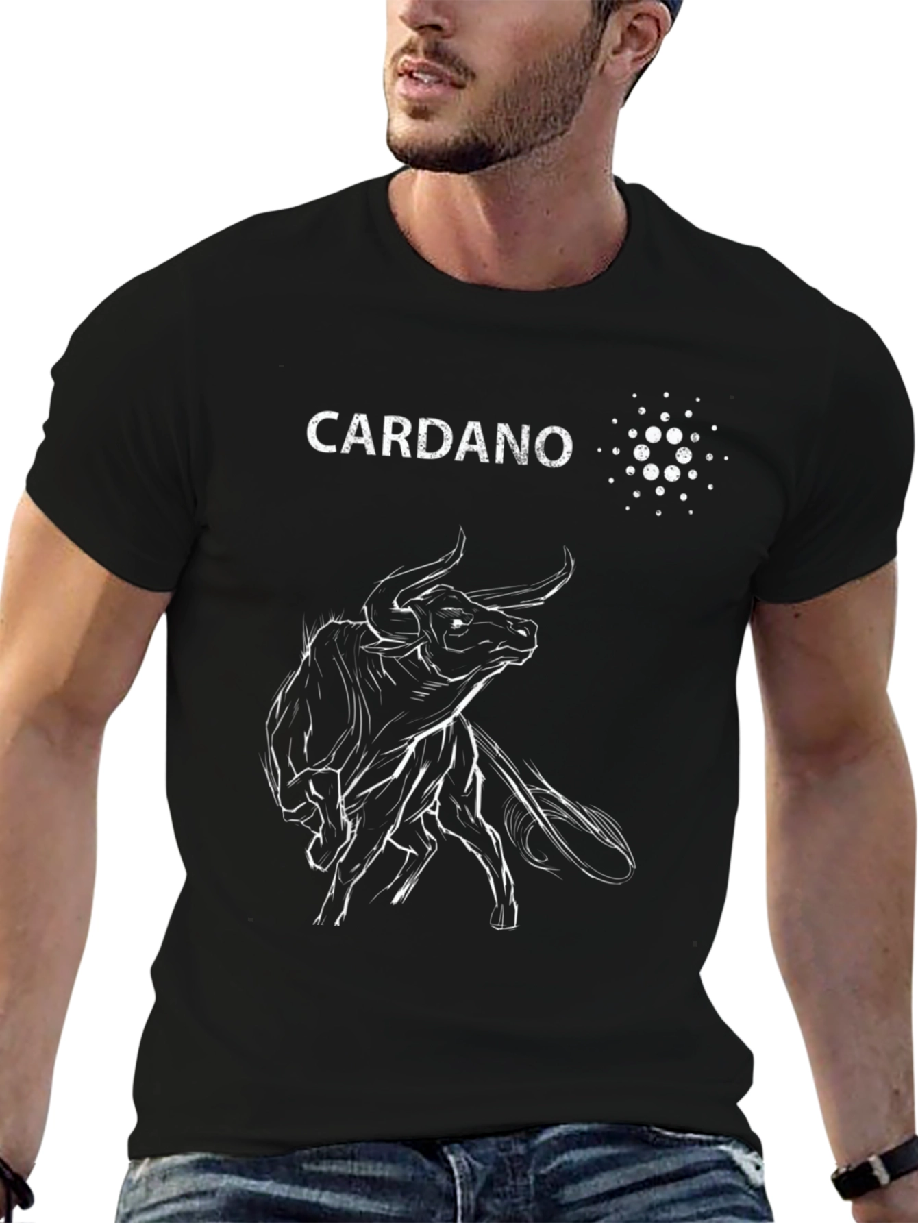 Cardano Bull Black T-Shirt - Crypto Enthusiast Apparel