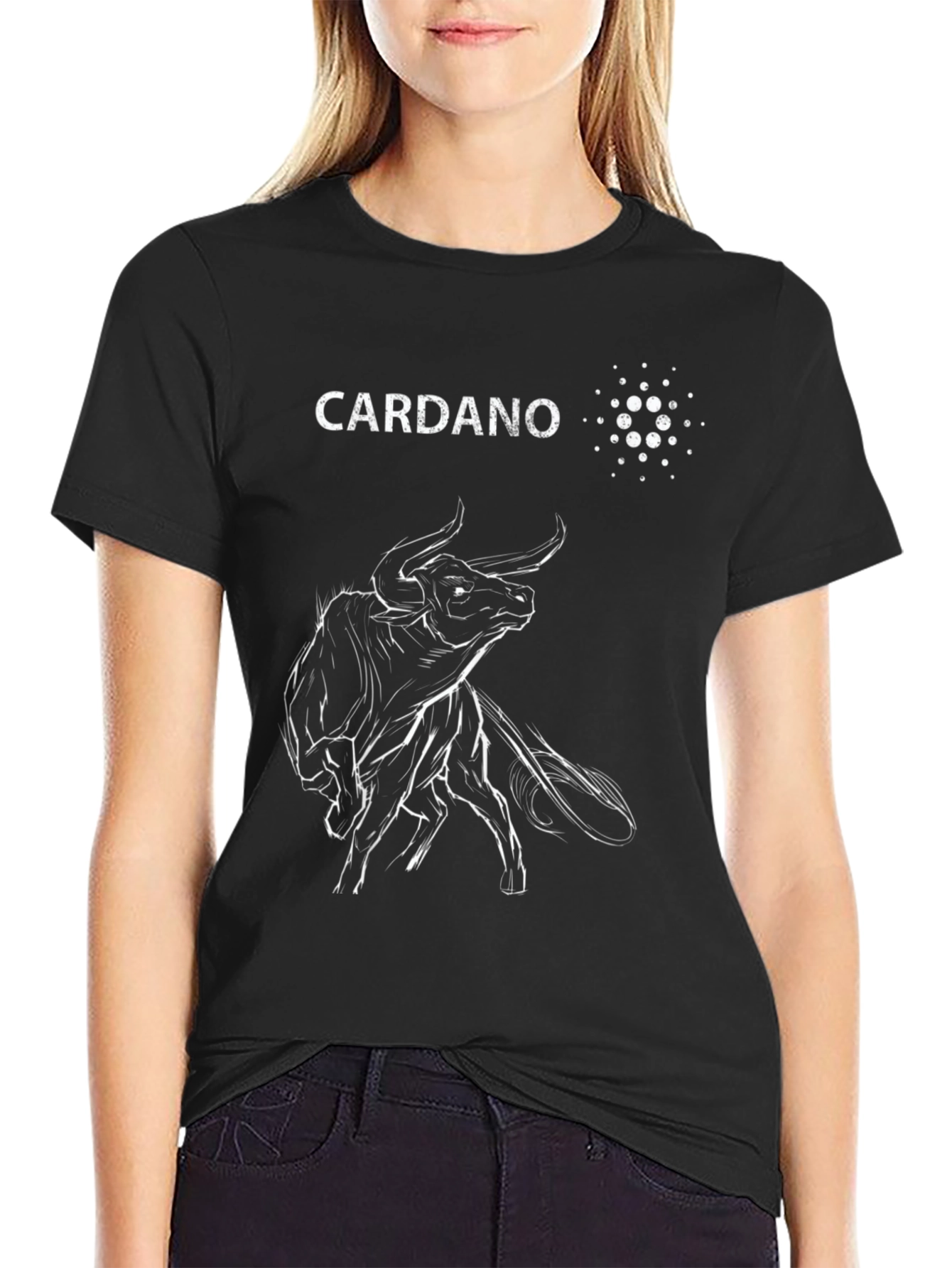 Cardano Bull Black T-Shirt - Crypto Enthusiast Apparel