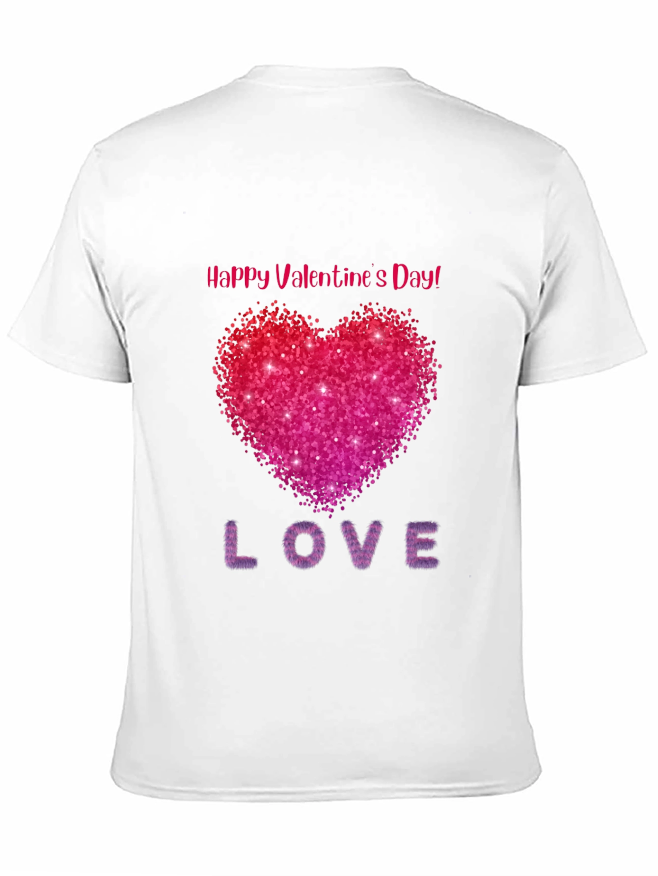Valentines Day Sparkle Heart Black T-Shirt