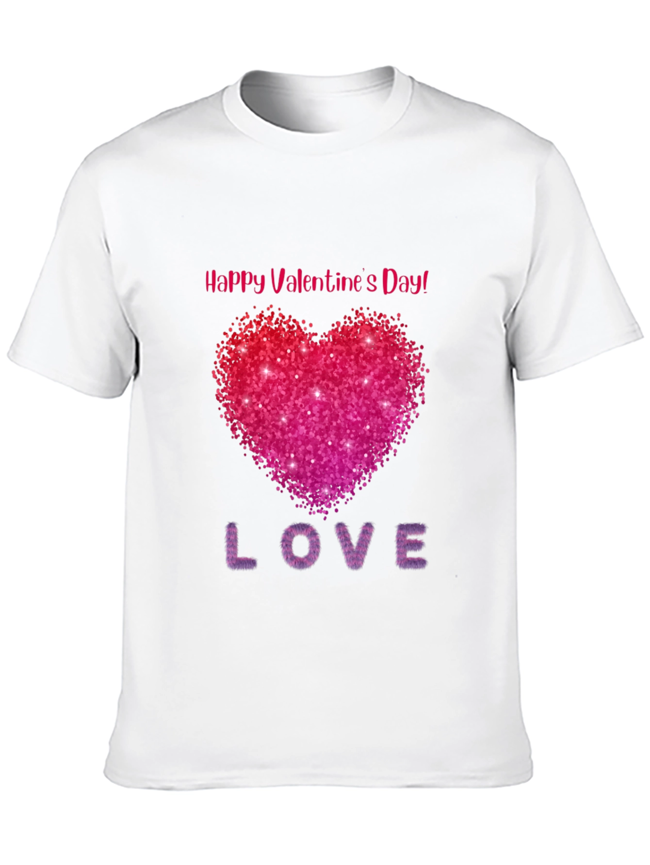 Valentines Day Sparkle Heart Black T-Shirt