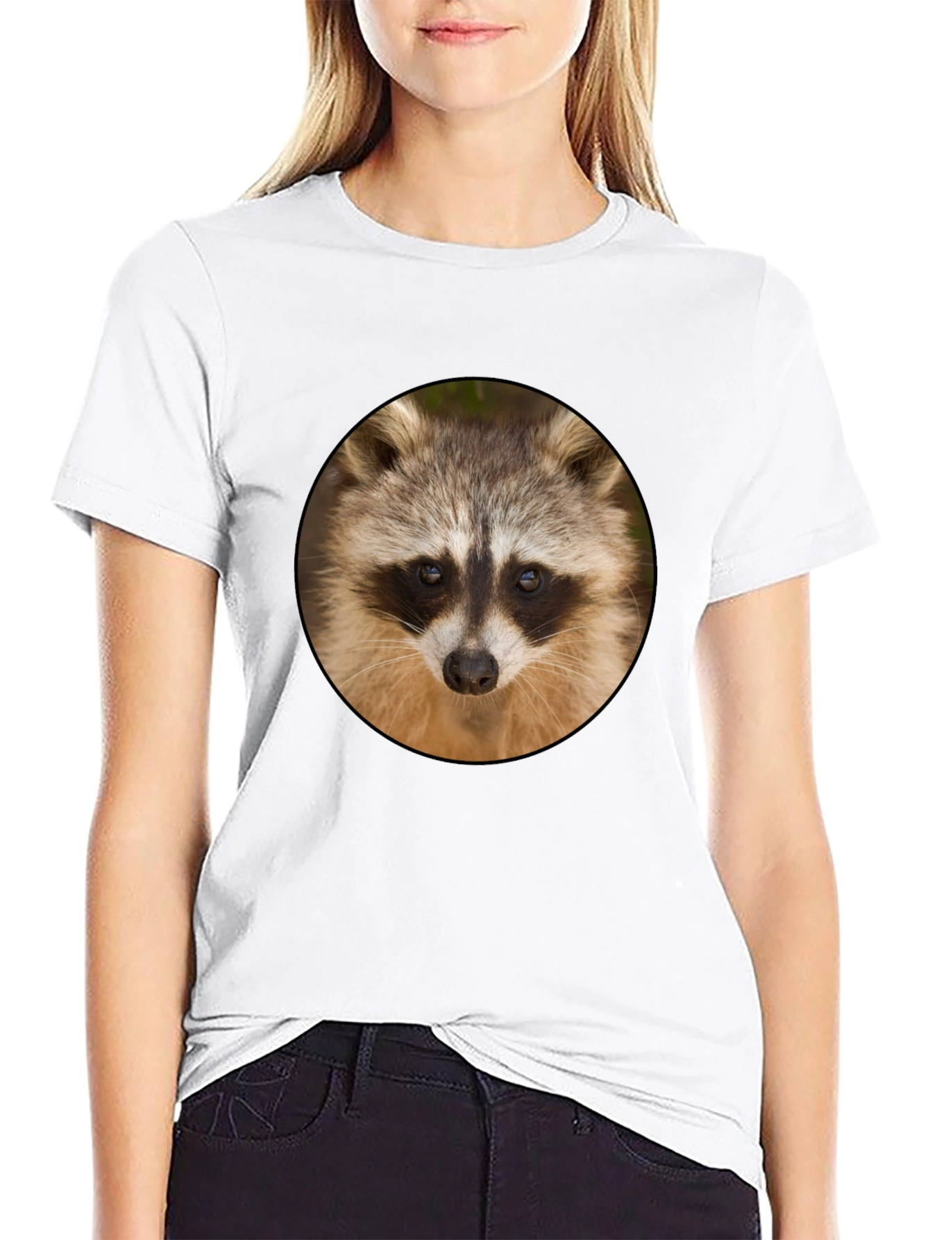 Raccoon Graphic Print Crew Neck T-Shirt