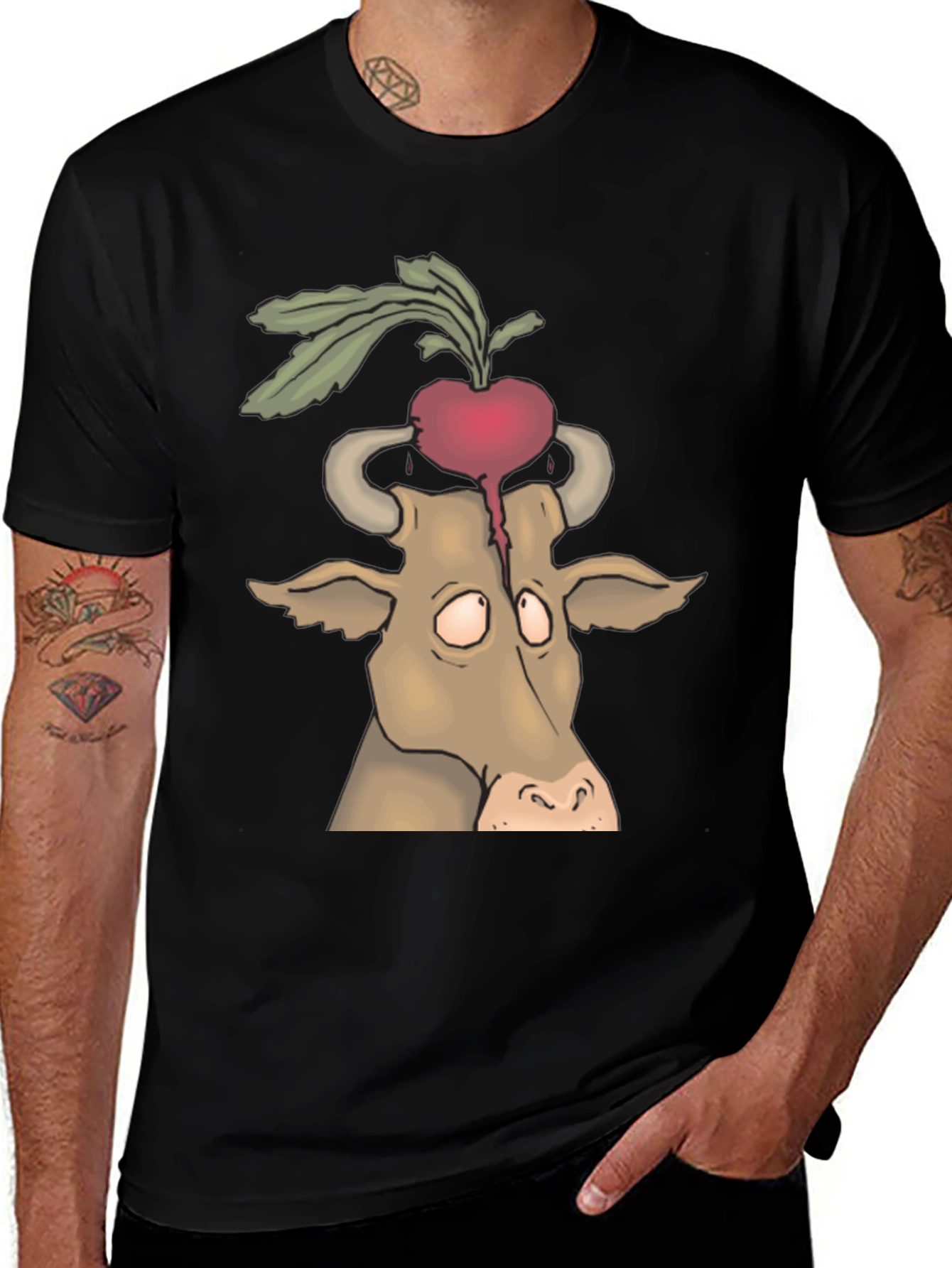 Beet Head Cow Graphic Tee - Unique Animal T-Shirt