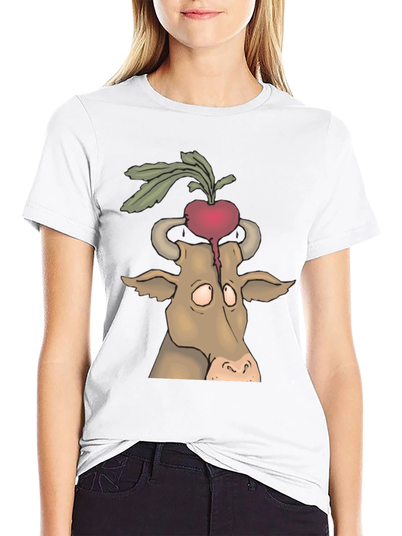 Beet Head Cow Graphic Tee - Unique Animal T-Shirt