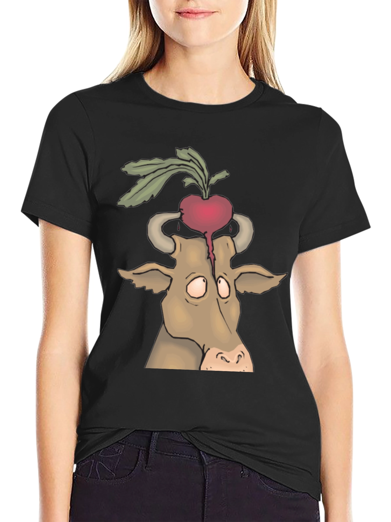 Beet Head Cow Graphic Tee - Unique Animal T-Shirt