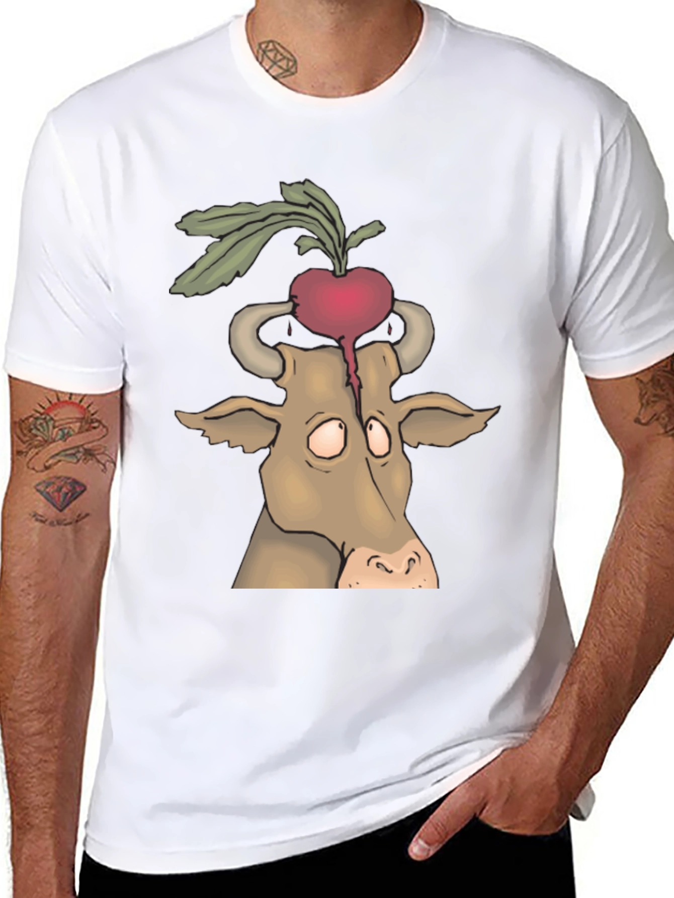 Beet Head Cow Graphic Tee - Unique Animal T-Shirt
