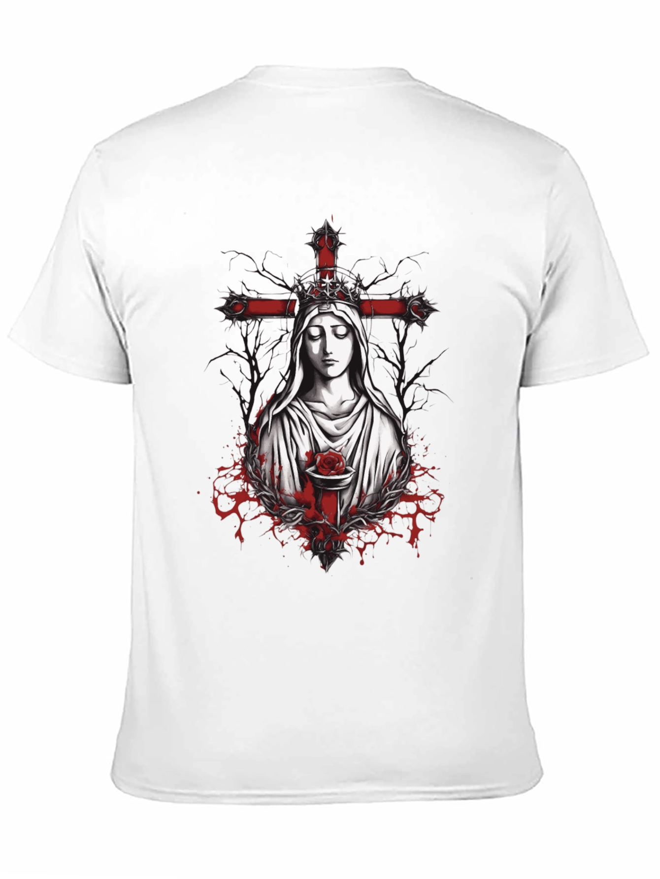 Virgin Mary Rose Cross Graphic Tee