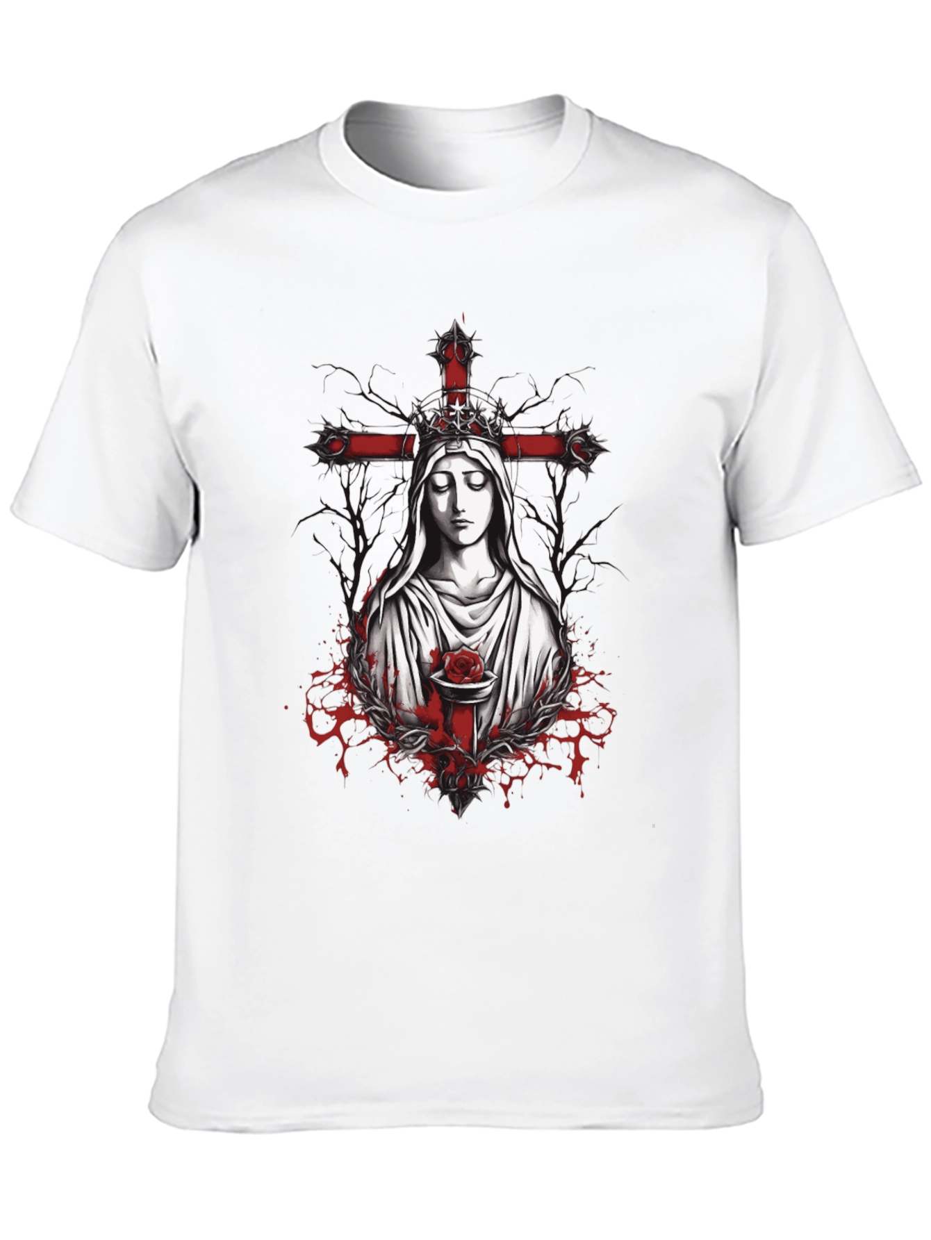 Virgin Mary Rose Cross Graphic Tee