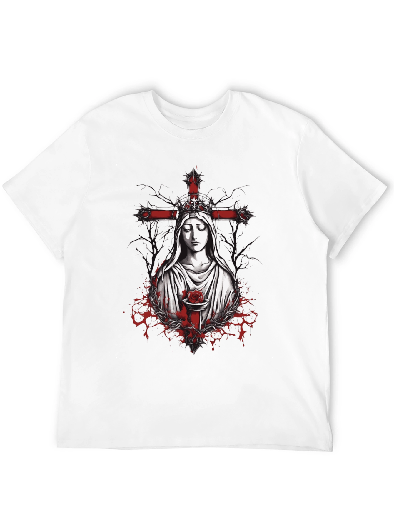 Virgin Mary Rose Cross Graphic Tee
