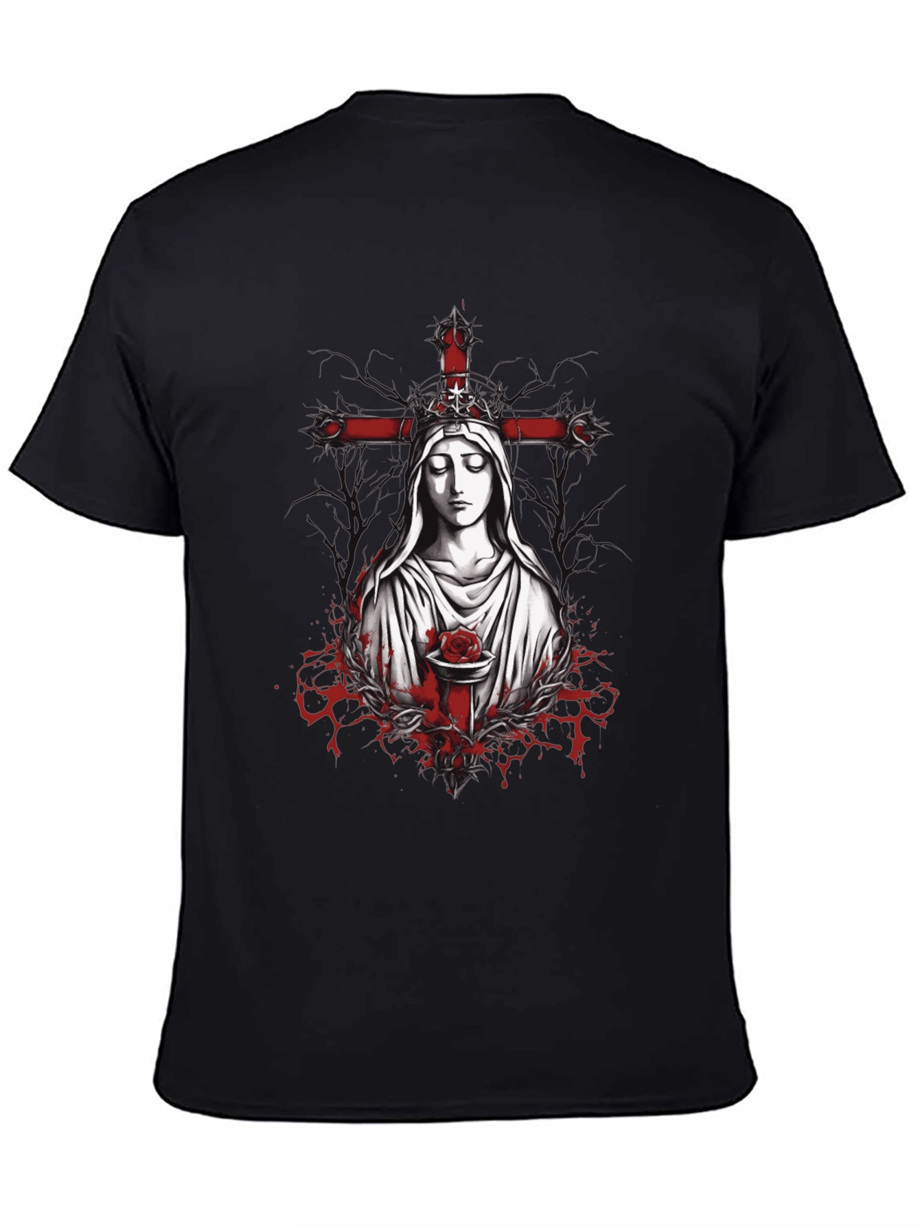 Virgin Mary Rose Cross Graphic Tee